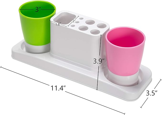 Bathroom Toothbrush Holder Stand Organizer with Rinsing Cups(2 Cups)