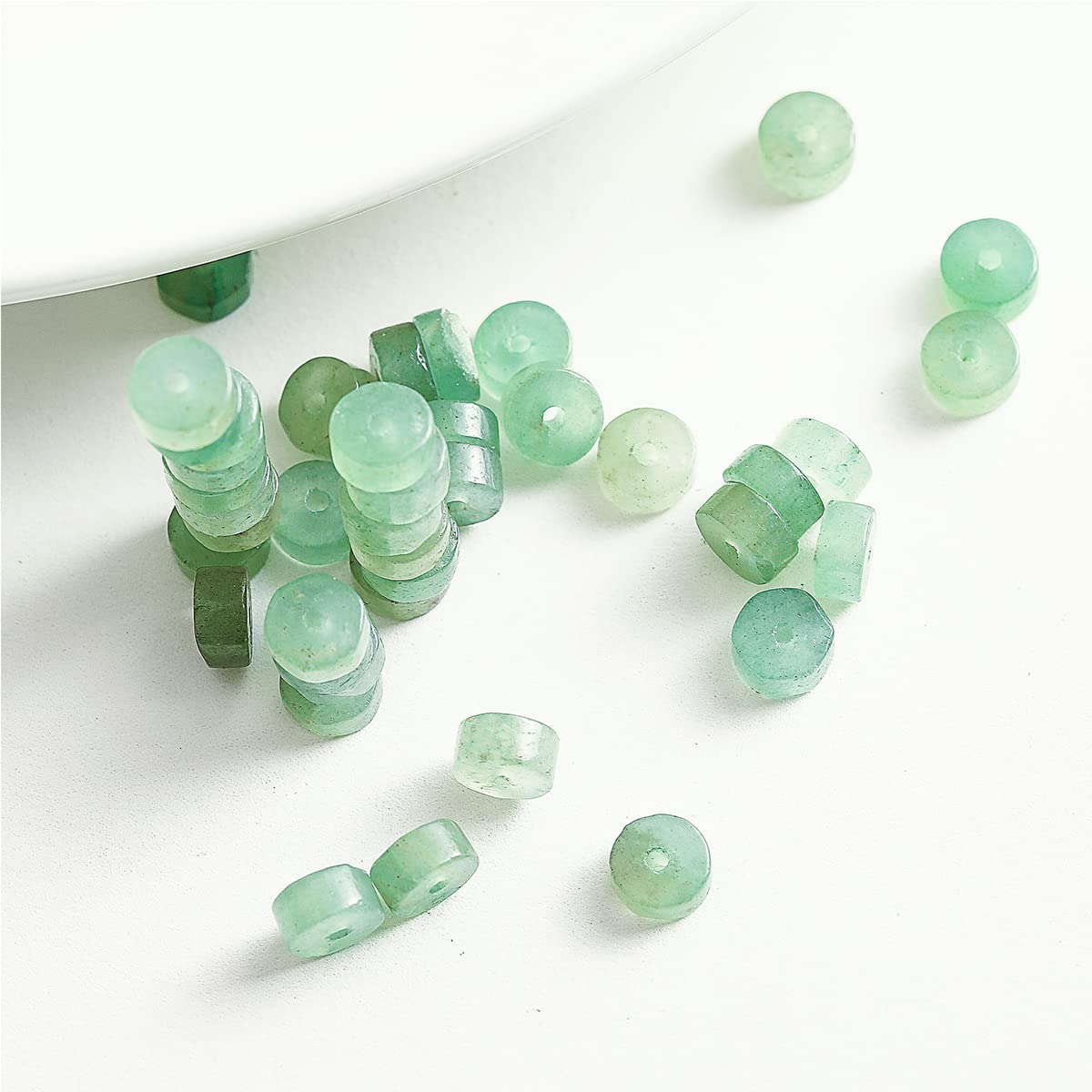 Natural Green Aventurine Stone Spacer Beads 6x3mm 38cm/str Flat Round Loose Semi Gemstone Caps for Making Bracelets Necklace