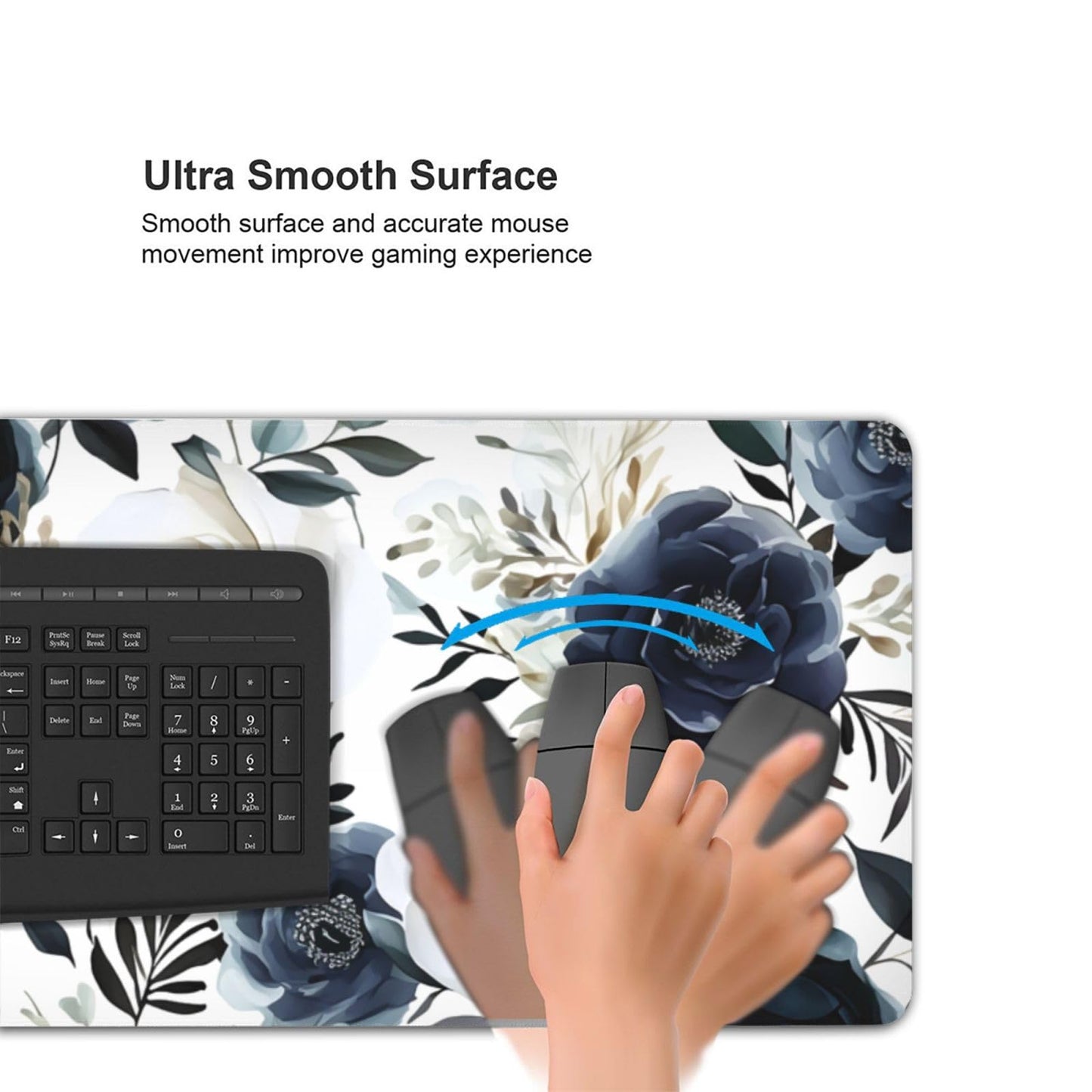 35.4 x 15.7 in, XXL Large Mouse Pad for Desk, Extended Keyboard Mouse Mat for Computer Office, Big Laptop Mouse pad, Gaming Pc-Boho Navy Blue Peony Florals