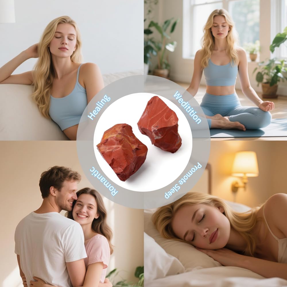 2PCS Natural Raw Stone Healing Crystals Bulk Healing Gemstones for Reiki Tumbling Fountain Rocks Meditation Garden Home Decor (Red Jasper)