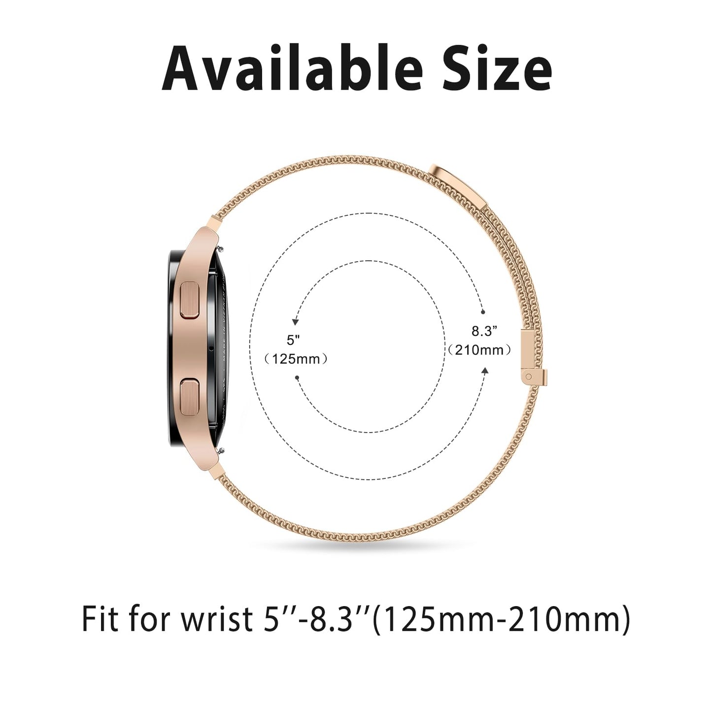 Vanjua 22mm Watch Band for Women Men, 22mm Quick Release Stainless Steel Metal Mesh Loop Adjustable Magnetic Replacement Wristbands Straps Bands