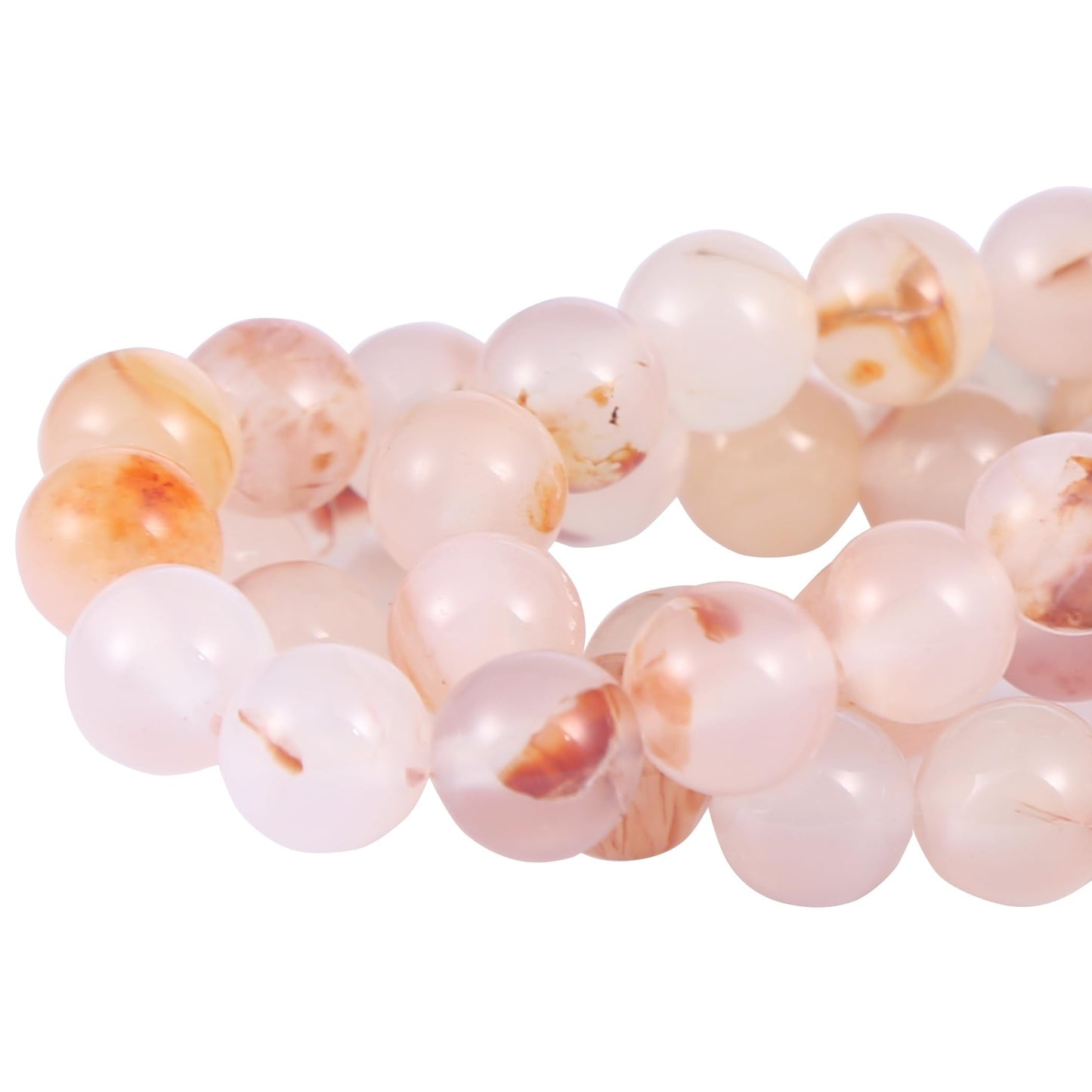 Natural 8mm Red Grass Flower Agate Gemstone Beads Energy Healing Crystal Round Loose Stone Beads for Jewelry Making DIY Bracelets Necklaces