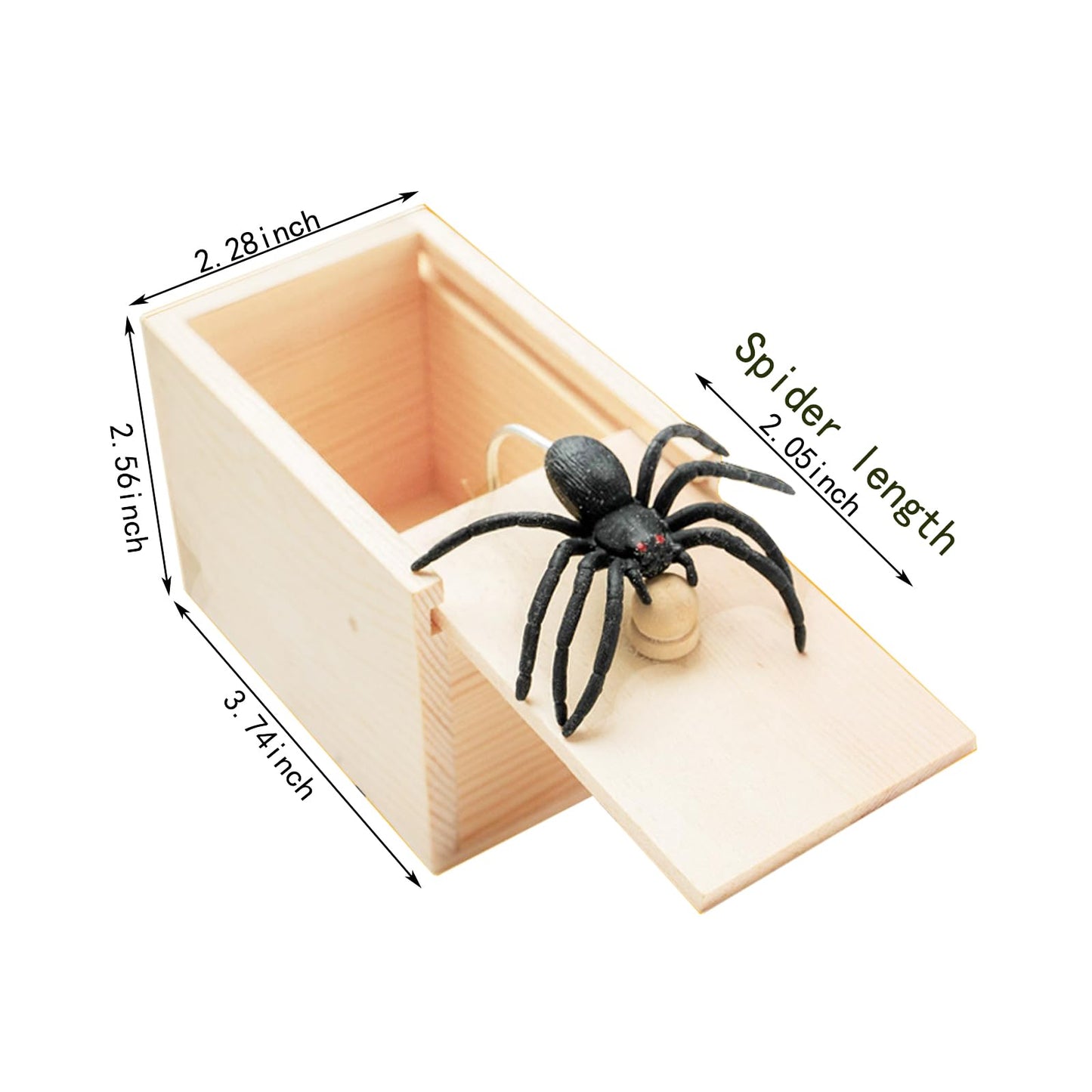 Winbar Rubber Spider Trick Box, Handmade Wooden Surprise Box with Hidden Spider, Trick Toys & Prank Stuff for Adults and Children