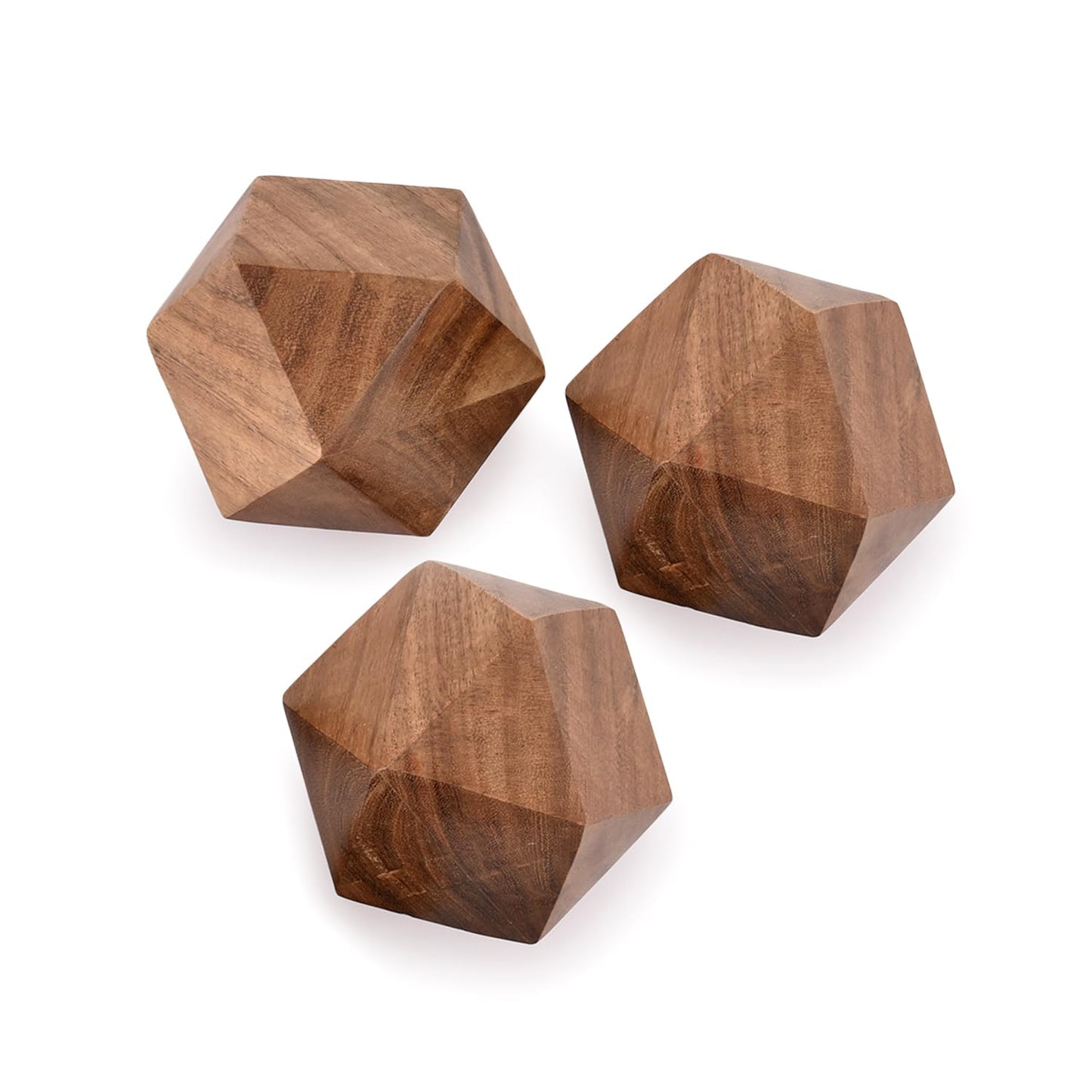 NIRMAN Acacia Wood Decorative Wood Ball for Centerpiece or Individual Use Ideal for Use in Living, Dining Room, Coffee Table Centerpiece Home Décor (3" x 3" x 3"), (Set of 3)