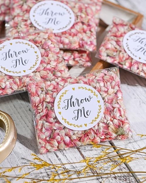 RainbowPana 50 Pack Biodegradable Confetti, Dried Flower Petals, Biodegradable Flower Petals for Weddings, Confetti, Wedding Send Off Ideas, Wedding Exit Ideas - Pink Globe Amaranth …