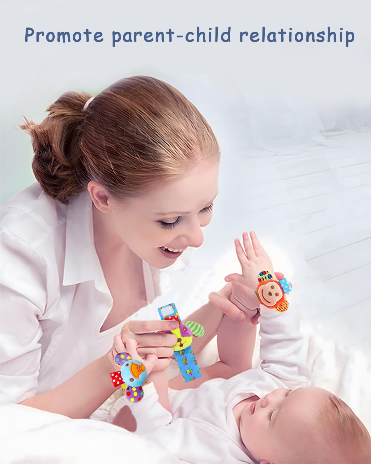 Wrist rattles for Babies 0-24 Months Baby Animal Hand & Foot Finder Educational Toys (4W)