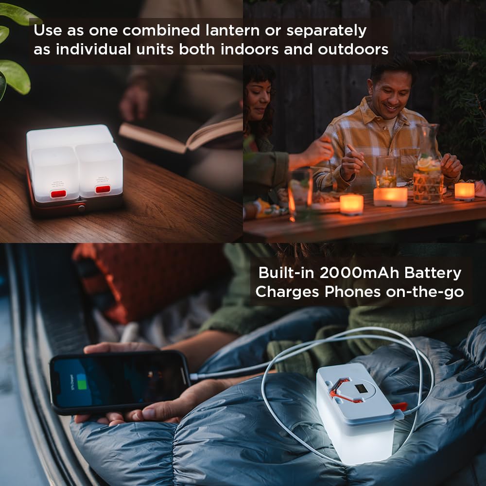 LuminAID Trio Solar Cube Lanterns with Phone Charger - LED Lamp for Camping, Hiking, and Travel - Emergency Light for Power Outages, Hurricane, Survival Kits