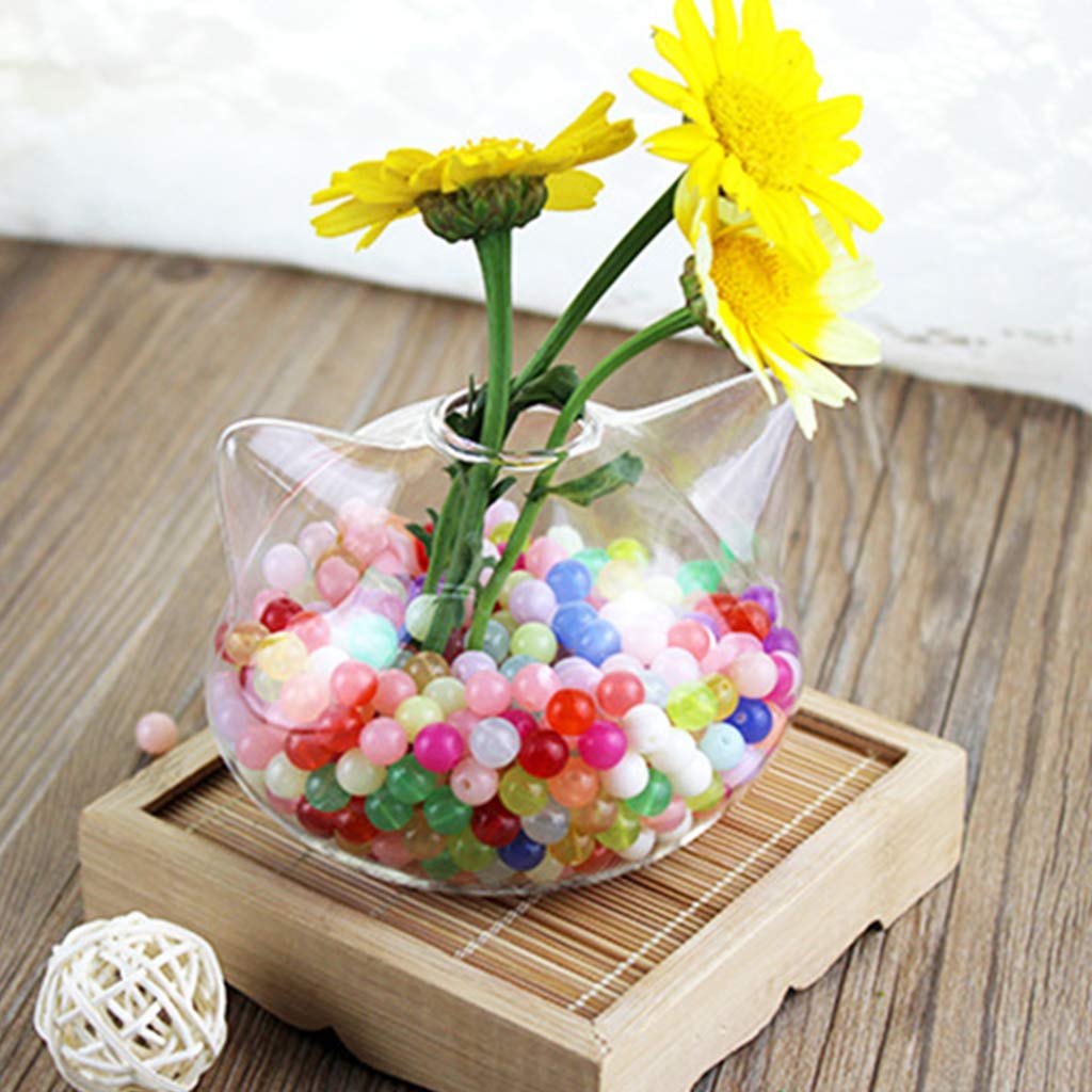 Clear Cute Cats Shaped Glass Desktop Decorative Plant Terrarium Flower Vase Bottle Holder Home Decorative Flower Bott Hydroponic Vase