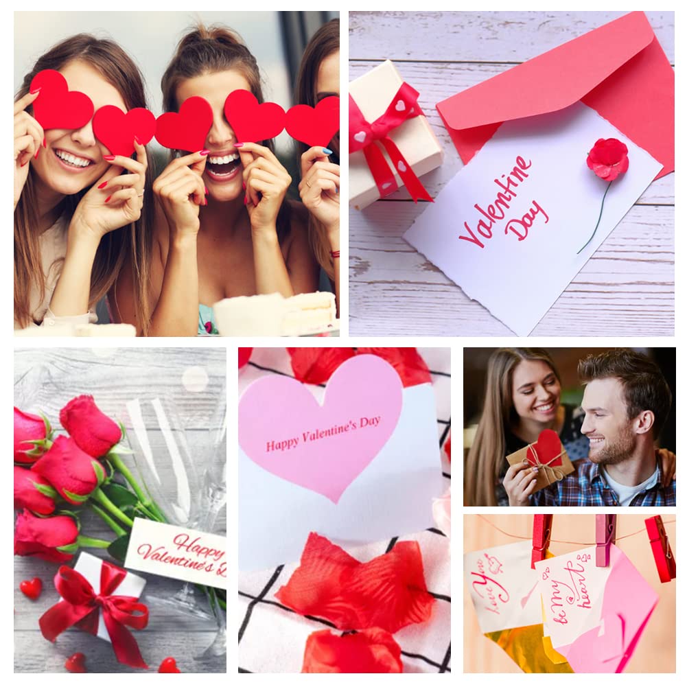60 Sheets Valentine's Day Cardstock Thick Paper, A4 70lb Red Pink and White Medium Weight Cover Card Stock, Perfect for Hearts & Crafts, Invitations, Greeting Cards, Posters