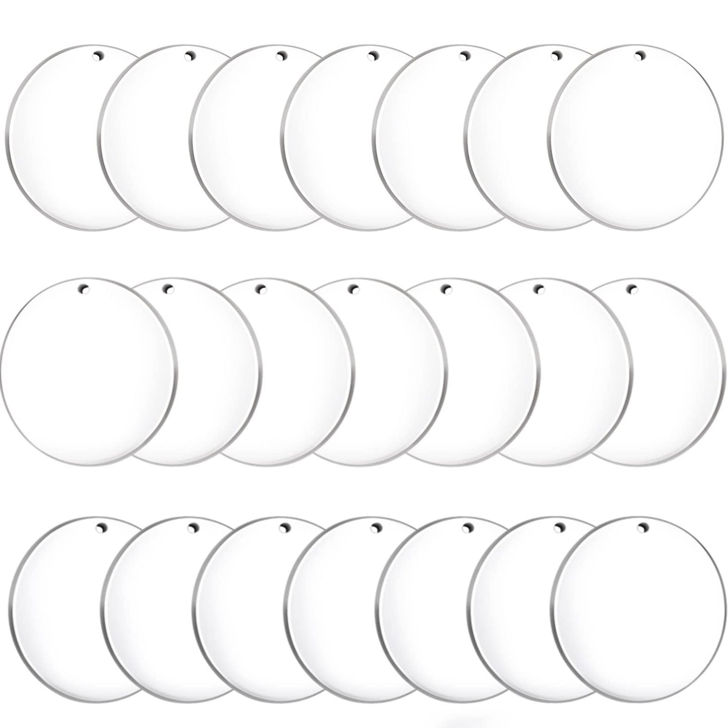 Senbota 100 Pcs Round Acrylic Keychain Blanks 2Inch Circle Blanks with Hole,Clear Acrylic Discs Circles Bulk for Keychains Ornament Painting and Vinyl Crafts Projects