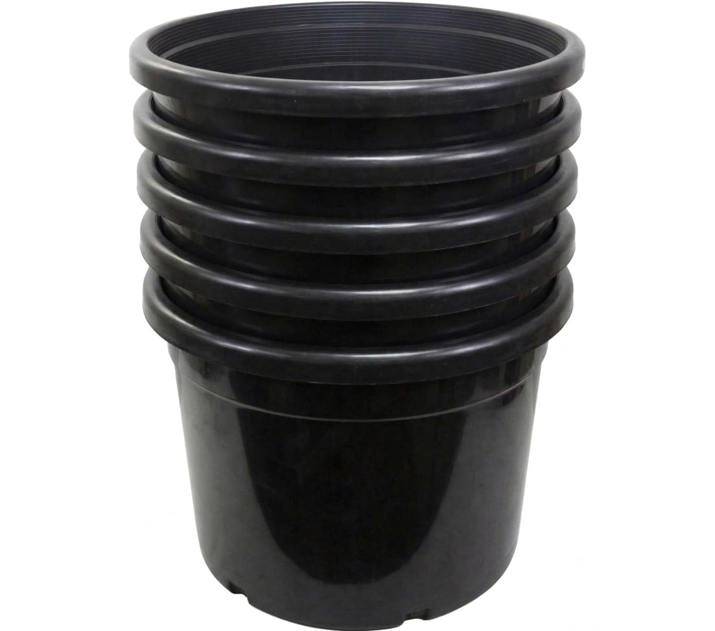 Green Oasis Premium 25 Gallon Nursery Pots (5 Pack) - Heavy Duty Injection Molded Black Plastic Planter Containers with Drainage Slots - 25" x 18.5" for Trees & Large Plants - Professional Grade