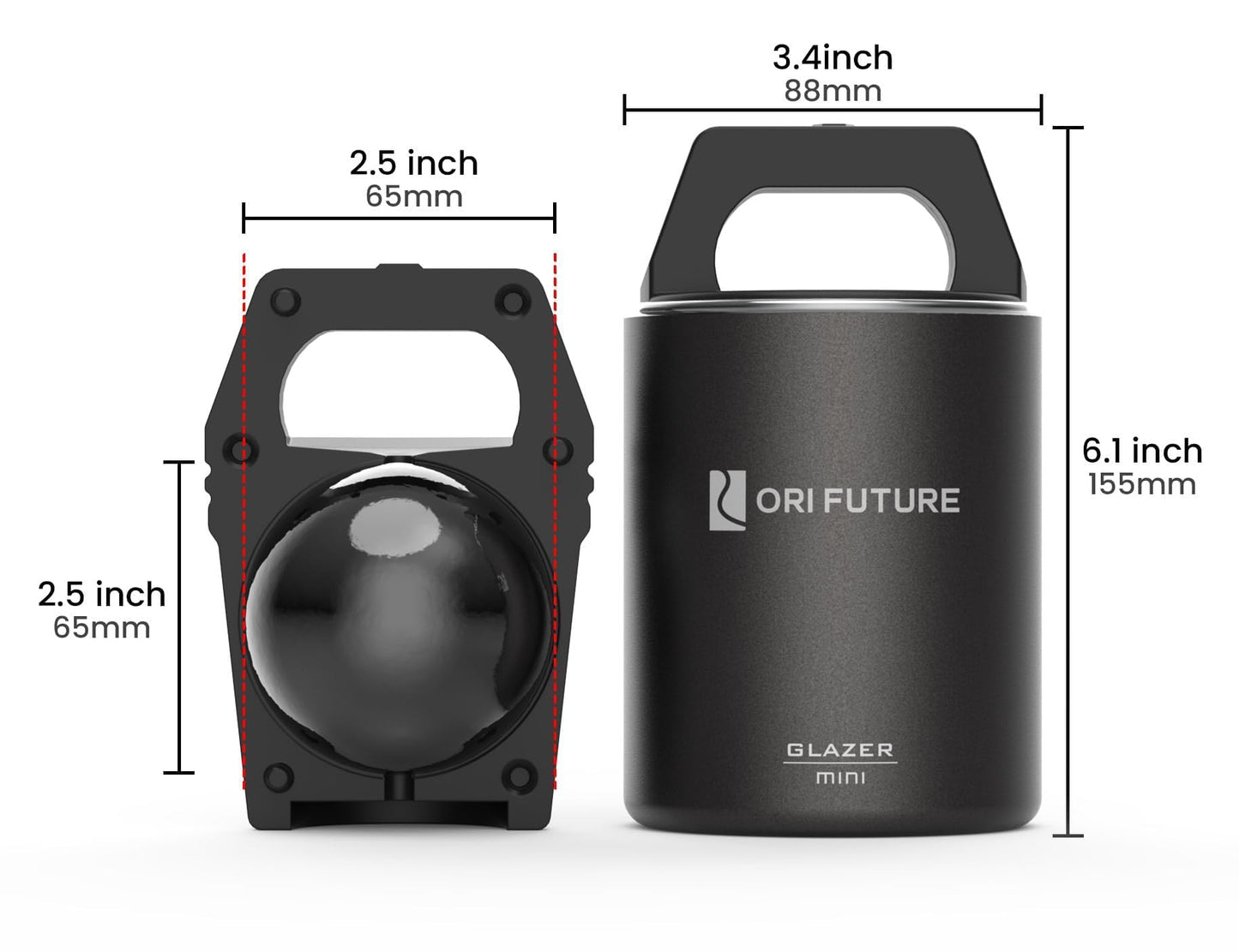 ORI Future GLAZER mini, Clear Sphere Ice Mold, Ball Ice Cube Maker for Whiskey