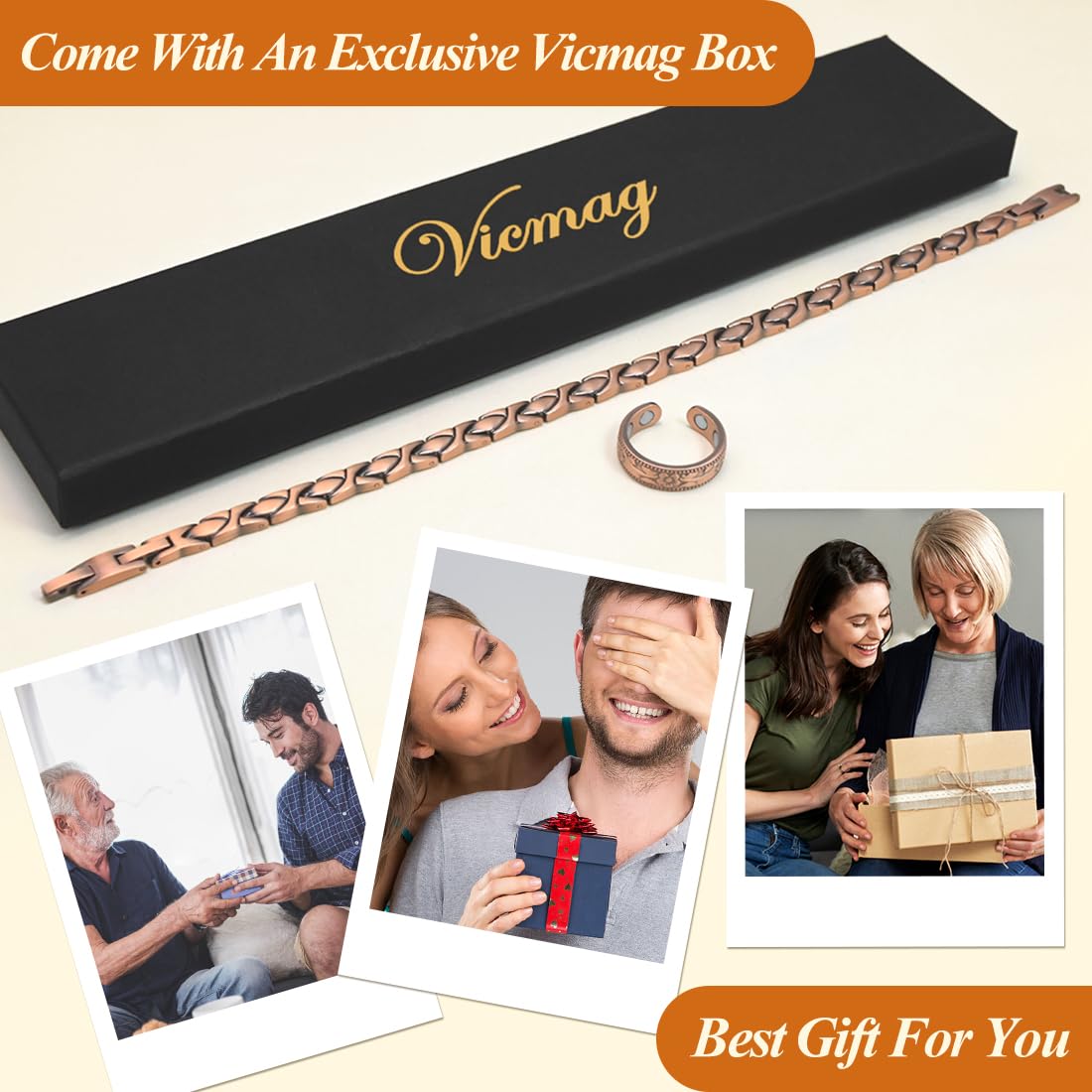 Vicmag Copper Anklet for Women Magnetic Ankle Bracelet with Ultra Strength Magnets 99.9% Solid Copper Gift for Her (Adjustable)