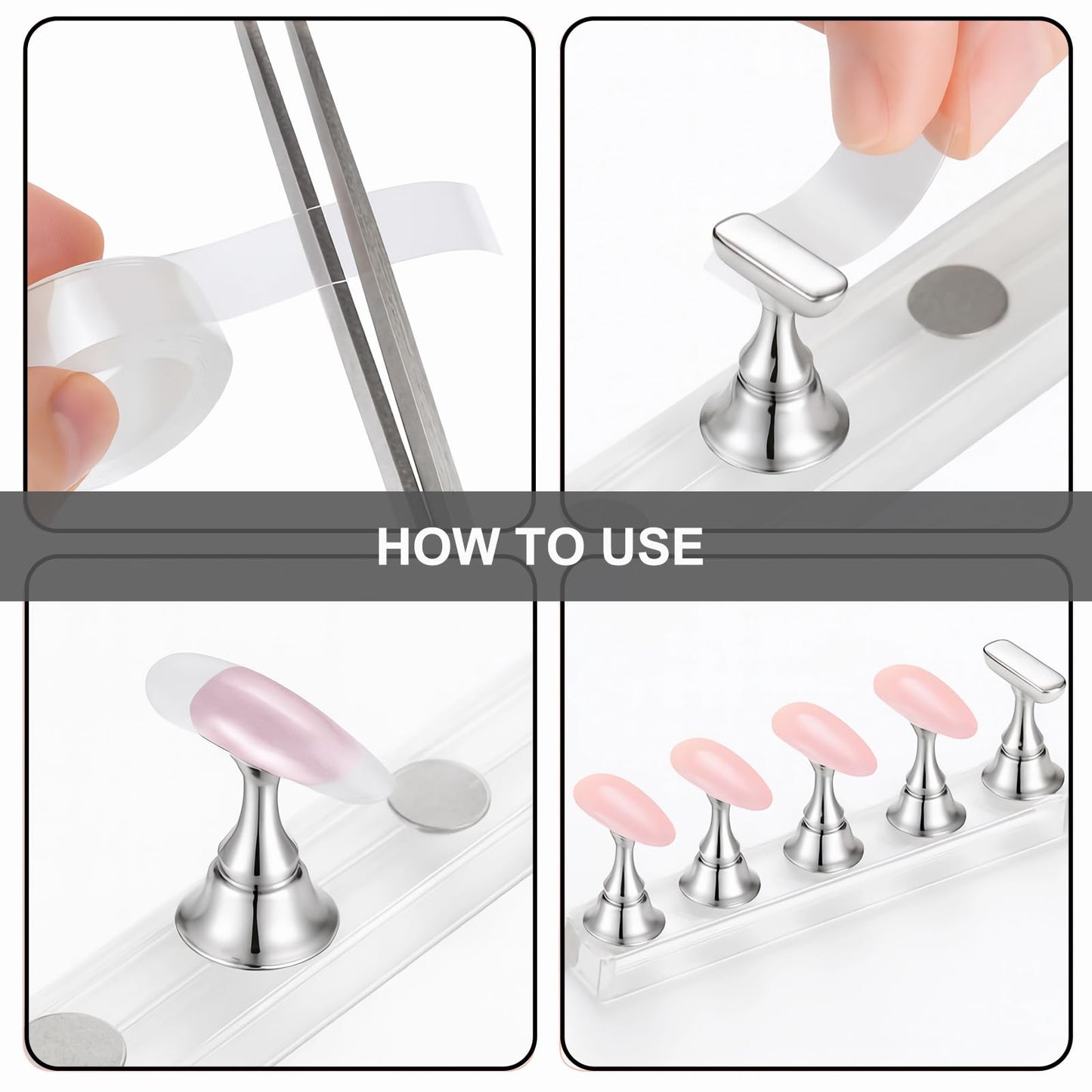 Nail Art Tools Set – 15pcs Nail Brushes, 5pcs Dual-Ended Dotting Pens, Nail Stand & Holder Kit with Brush Rack, Tweezers & Double-Sided Tape for DIY Nail Design & Press On Nails