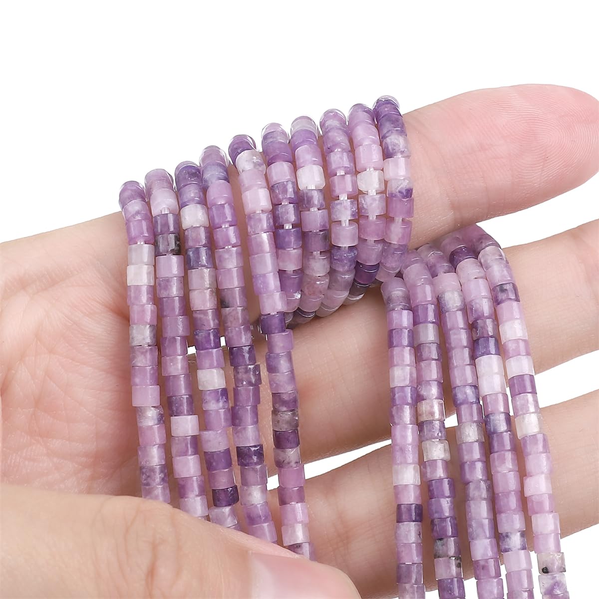 BEADIA Natural Light Amethyst Spacer Beads Caps Flat Round Loose Beads for Beading Jewelry Making 3mmx2mm 38cm