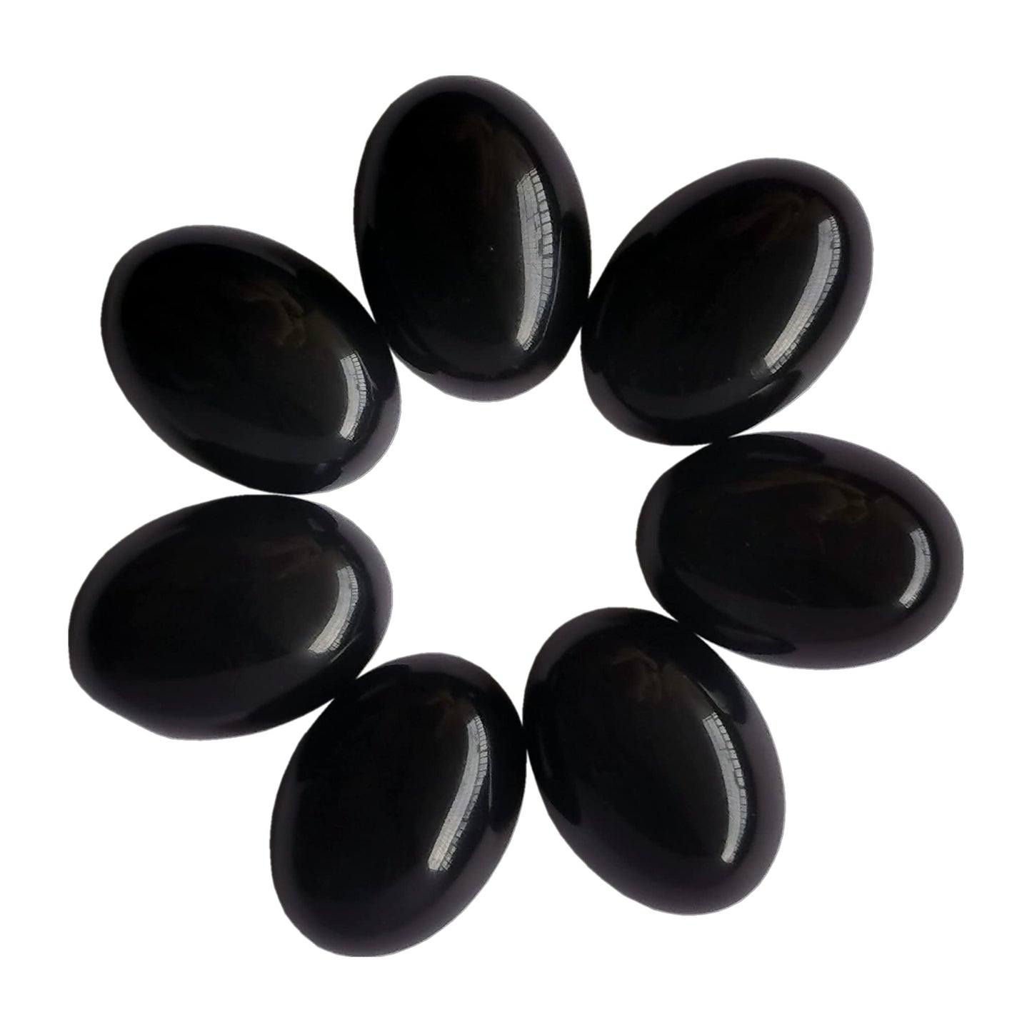 Bacatgem 7 Pcs Black Obsidian Oval Cabochons Flatback Crystal Stone Gemstones Beads for Jewelry Making DIY,18x13mm