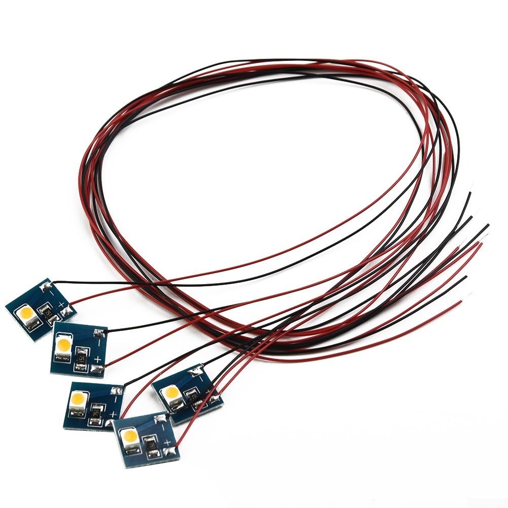 Clashpower 5pcs Model Train Pre-soldered Wired 12v LEDs for Model Railway Building Interior Lighting Decorations(Warm Light), AN1783C09GNC1EB8388223FY8F