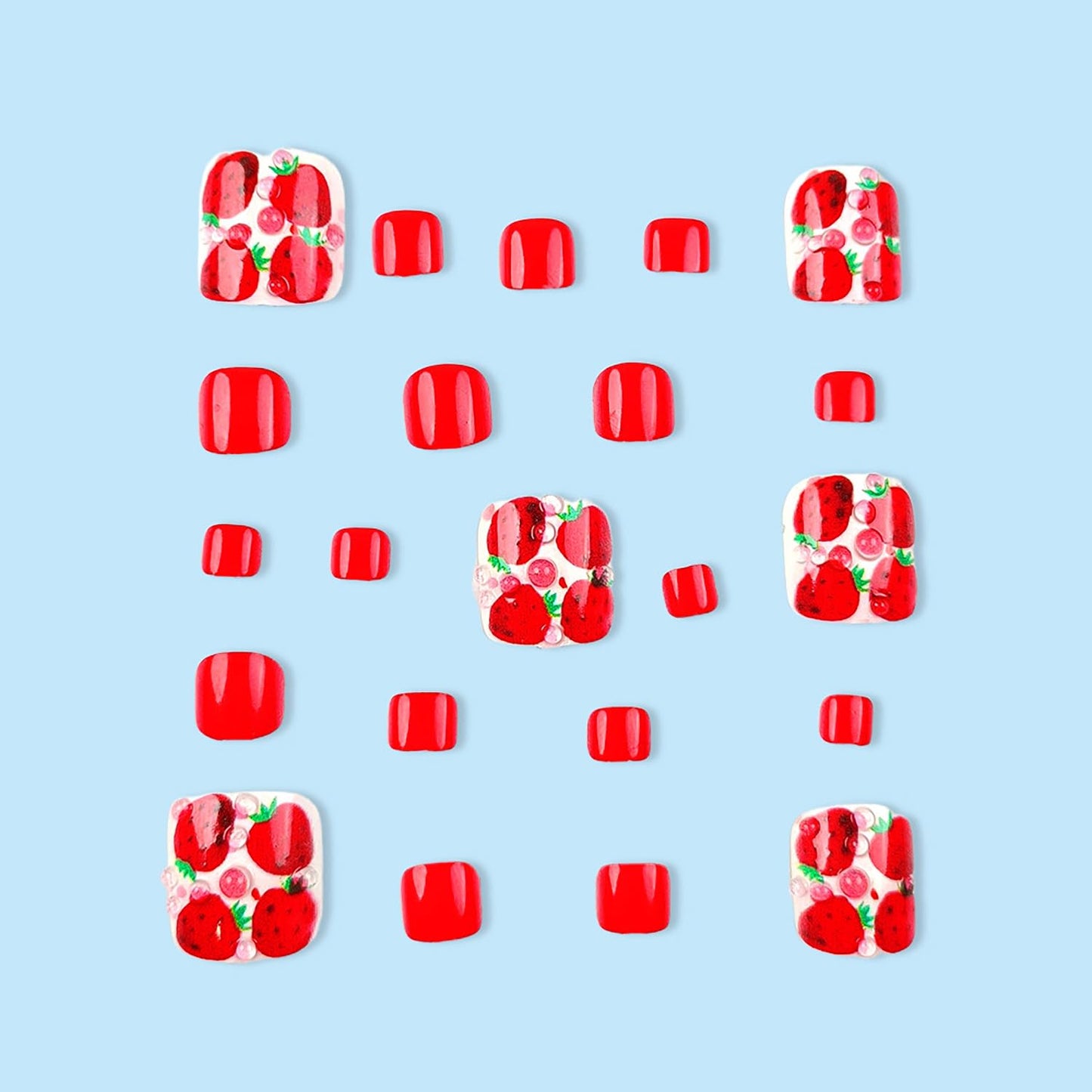 FIEONCIY Press on Toenails with Designs Acrylic Fake Nails for Toe Artificial False Nails with Charms Glue on Toe Nails for Spring Summer Stick on Toenails for Women Girls(JL004)
