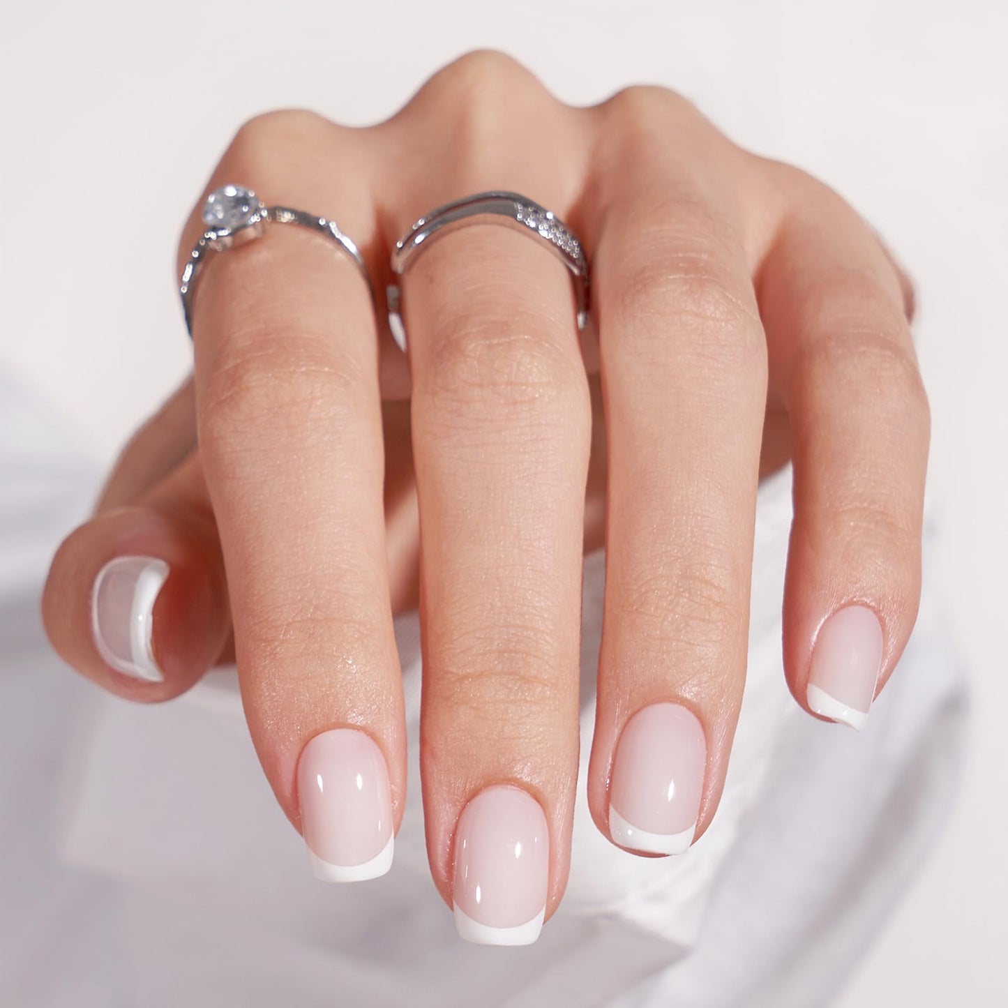 BTArtbox Press On Nails and Toenails, Timeless Grace with Classic French Set