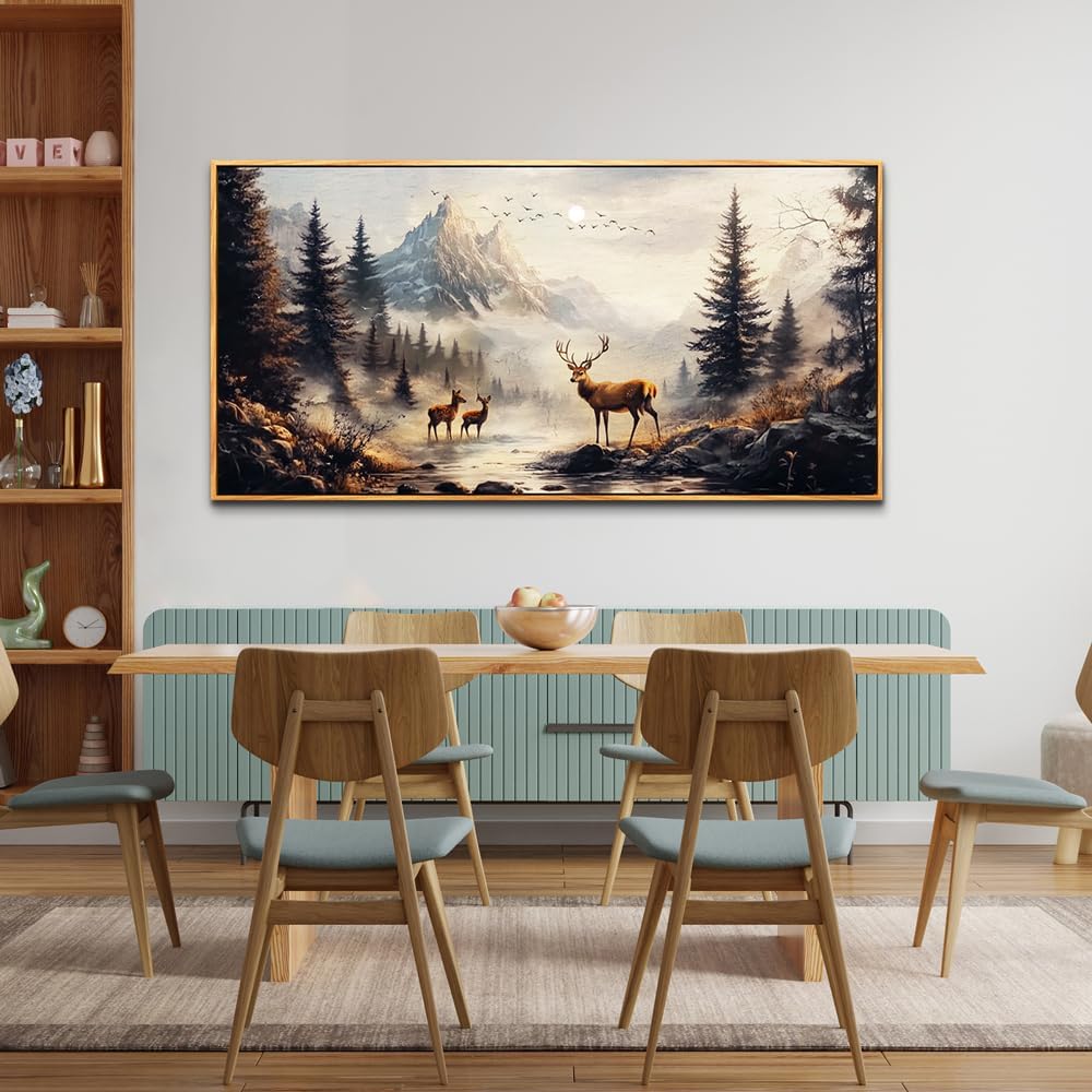 KELIYUAN Canvas Wall Art For Living Room Large Wall Decor For Bedroom Landscape Painting Of Elk Mountain Pictures Office Restaurant Wall Decoration Modern Room Home Decor Wood Framed 20"X40"