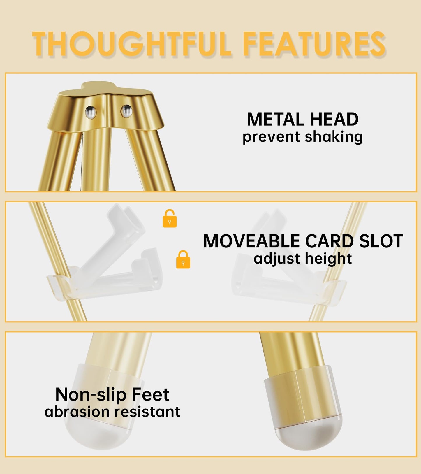 Artisorama Display Easel Stand for Sign, Lightweight Tripod with Bag, Portable Adjustable Artist Easels for Outdoor Painting Canvas/Posters/Wedding, 1PC Gold
