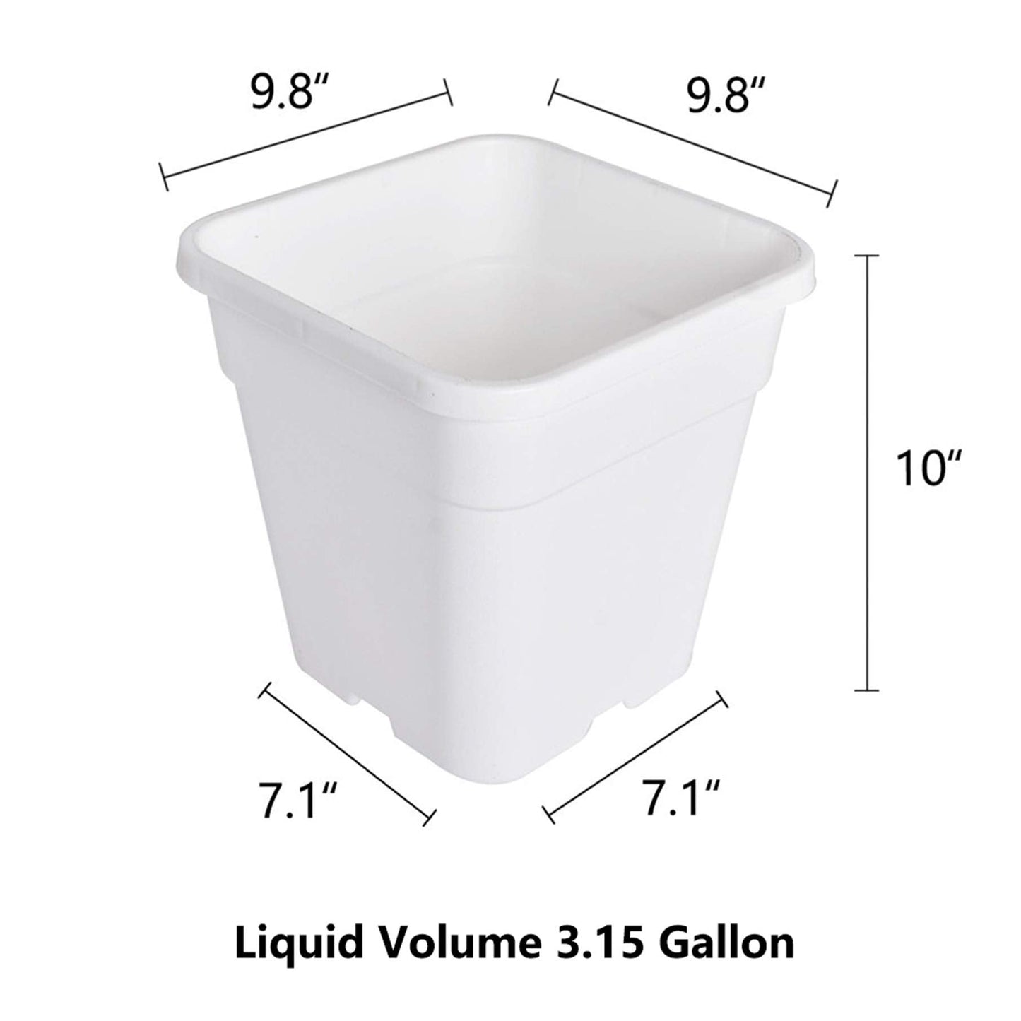 labworkauto Square Nursery Pots Plant Pots Grow Pots Nursery Container for Planting Soil Plants 3.15 Gallon 10Pcs