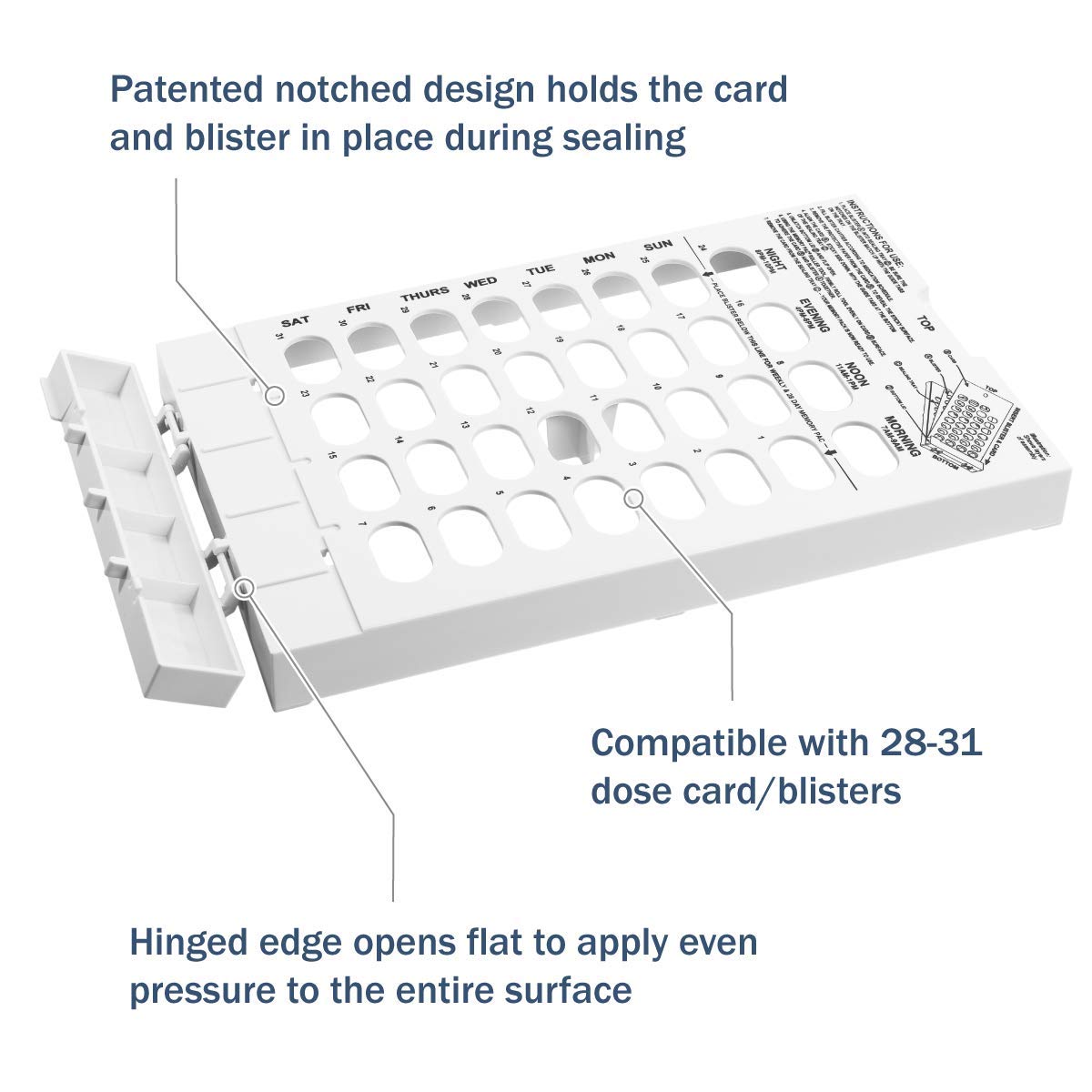 Ezy Dose 32-Day Calender View Tray for Pill, Medicine, Vitamin, Use with Unit Dose Cold Seal System Planner
