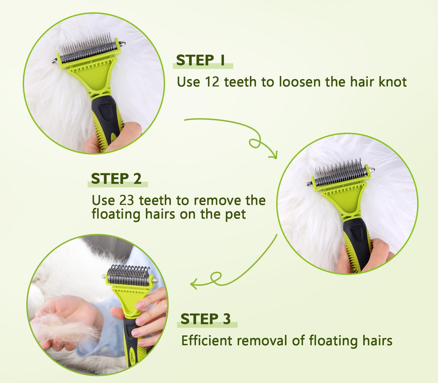 Pet Grooming Tool Bundle: Self-Cleaning Slicker Brush + Undercoat Rake + Comb