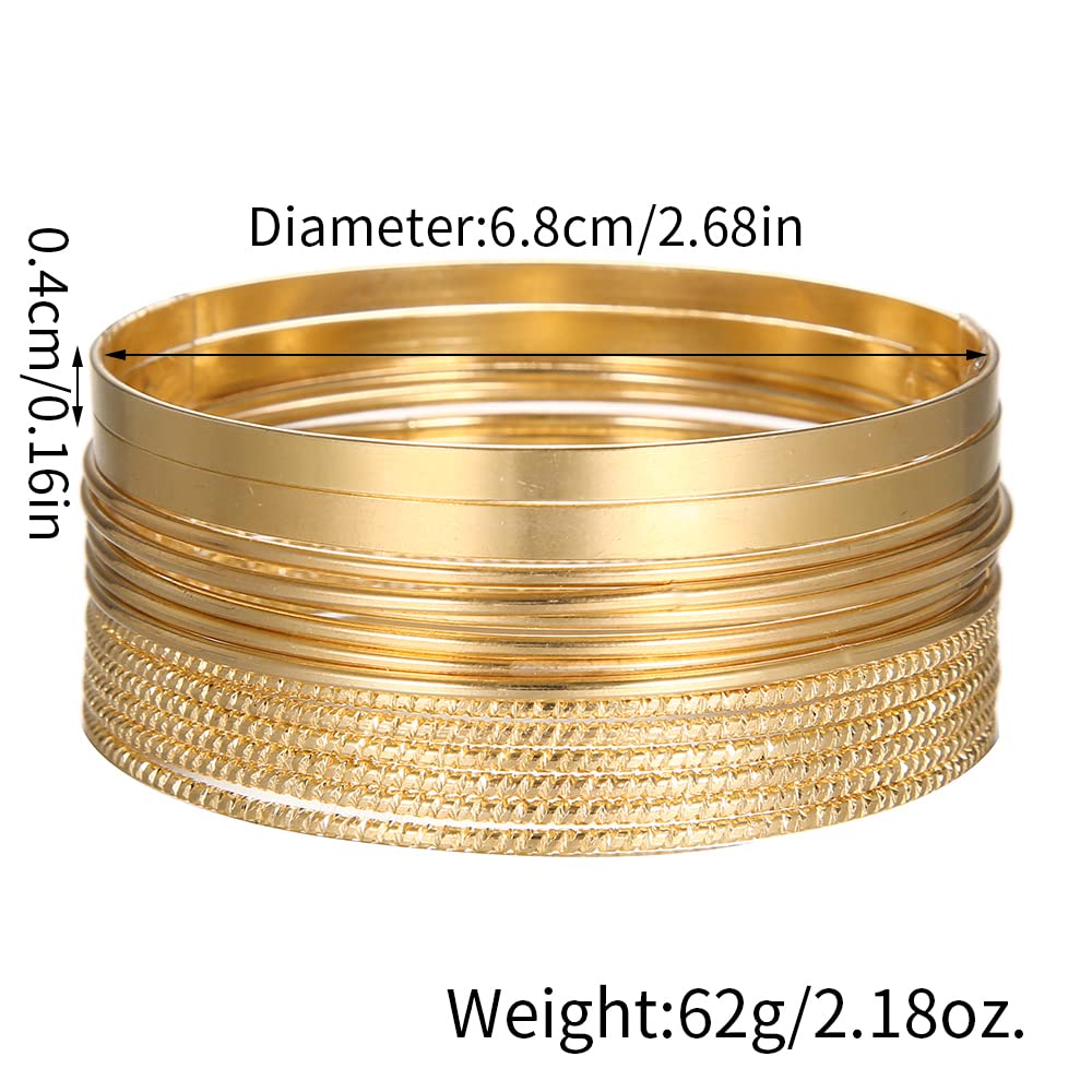 RINTOLER 14Pcs Gold Bangle Bracelets Set for Women - Multi Layer Stackable Textured Bracelets Boho Jewelrys for Women.