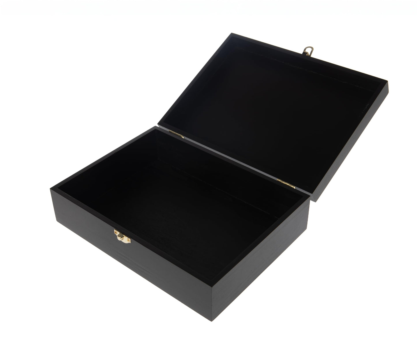 Creative Hobbies Large Black Wooden Keepsake Box with Gold Clasp | 10.25″ × 7.5″ × 3.25″ Storage Case for Photos, Jewelry, Crafts & Gifts