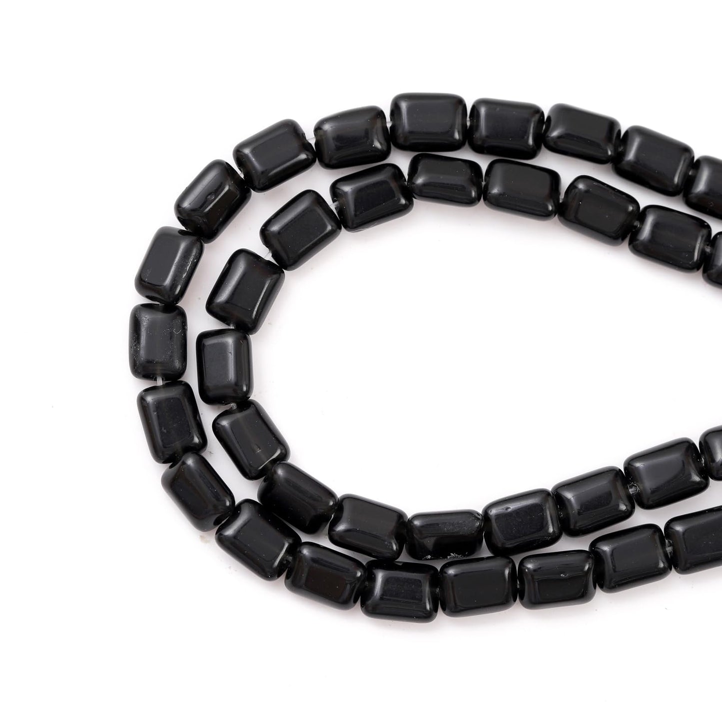 6×8mm Natural Black Agate Flat Square Stone Beads Rectangle Healing Crystals Loose Gemstone Beads for Jewelry Making DIY Bracelets Necklaces