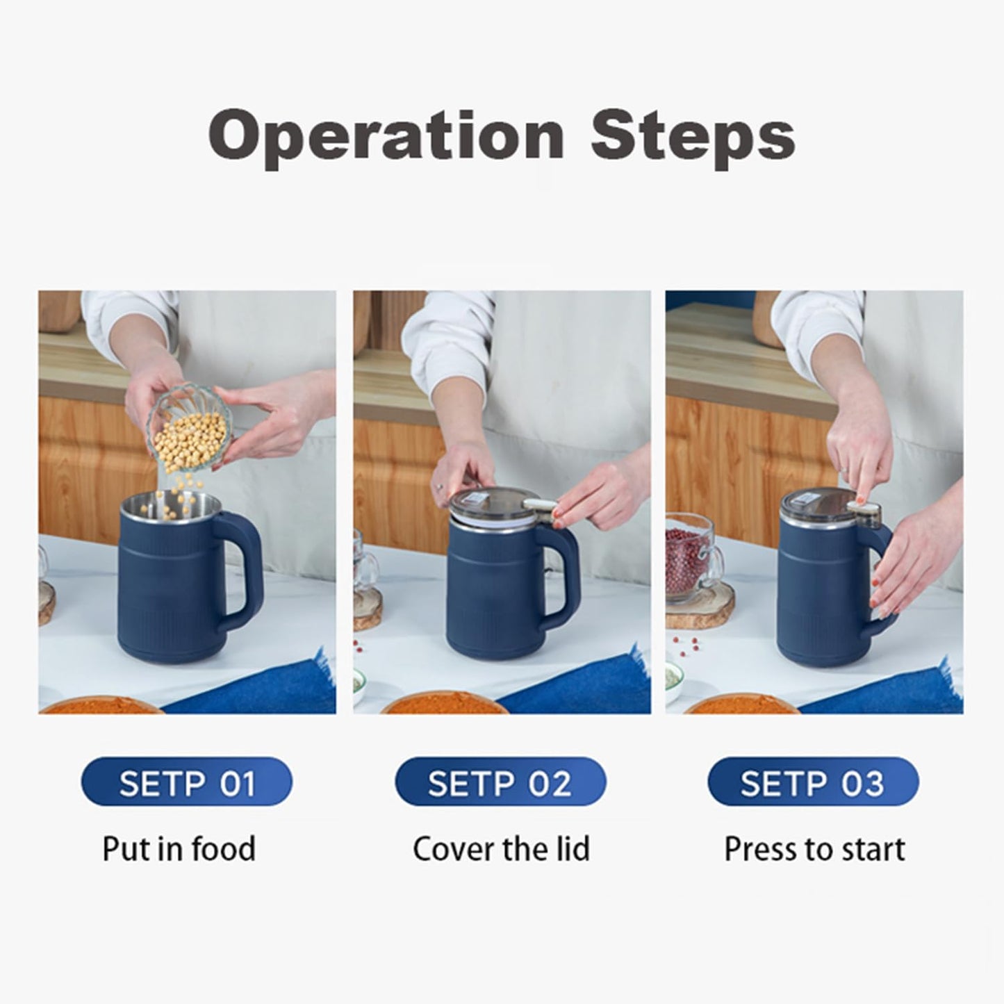 Household Small Powder Grinding Machine, Grain mills, Herb Grinder, Spice Grinder, Electric Coffee Grinder, Multifunctional Grinding Machine with 304 Stainless Steel Blade (White)