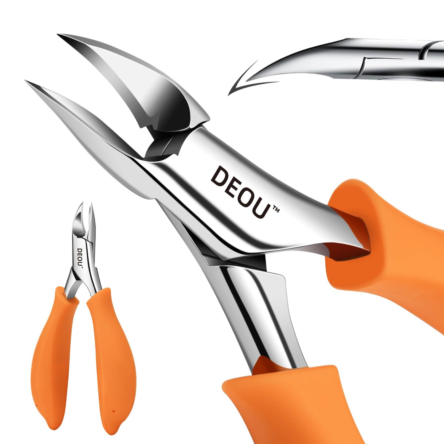 DEOU Podiatrist Toenail Clippers Ingrown Toenail Tools for Thick Nails and Inlaid Nails,Manicure and Pedicure Clippers,Heavy Duty Nail Clippers, Pedicure Tools (Orange)