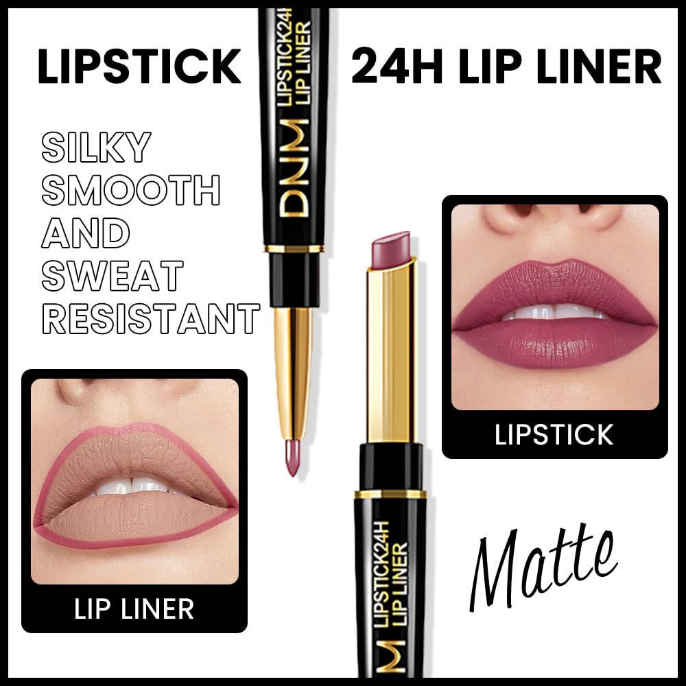 evpct 1Pcs Rose Red Matte Lip Liner and Lipstick for Women, Rose Magic Lipstick Lip Stain 24 Hours Original Lip Liner Makeup Stain Long Lasting Waterproof Smudge Proof labial Lip Pencil 34#