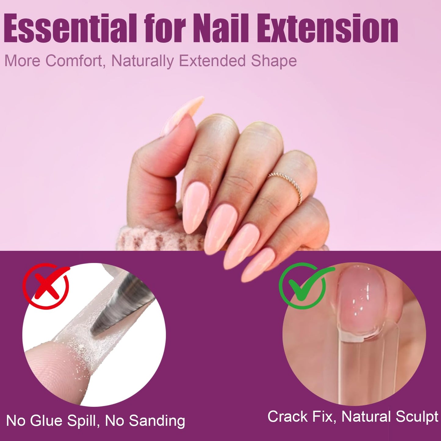 Vnjaoi 280 Pcs Original Sandwich Nails Dual Form with Guide Lines Almond Round Nail Mold for Builder Gel Nail Extensions Art Design Salon DIY at Home