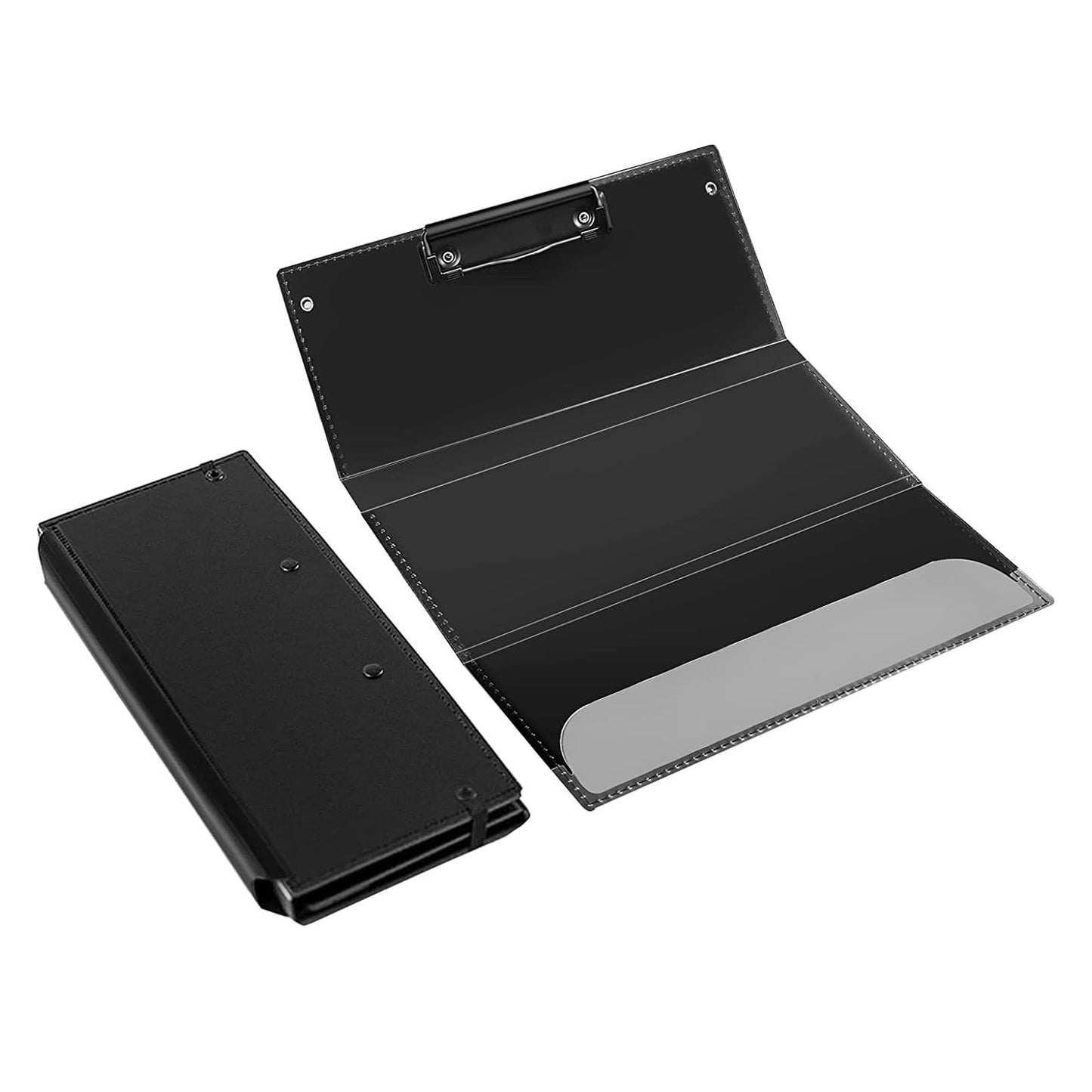 Portable Foldable Nursing Clipboard, Folding Metal Clipboard Pocket Size, Whitecoat Clipboard Nurse Edition Trifold, Occupational Therapy Clipboard for Doctors（Black）