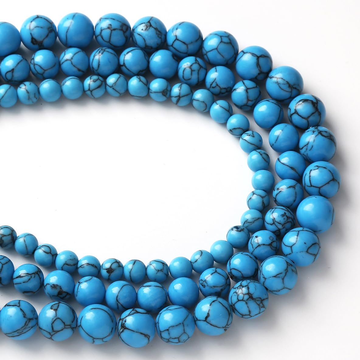 45PCS 8MM Blue Turquoises Round Loose Beads Natural Gemstone Beads for Jewelry Making DIY Bracelet Necklace 15"