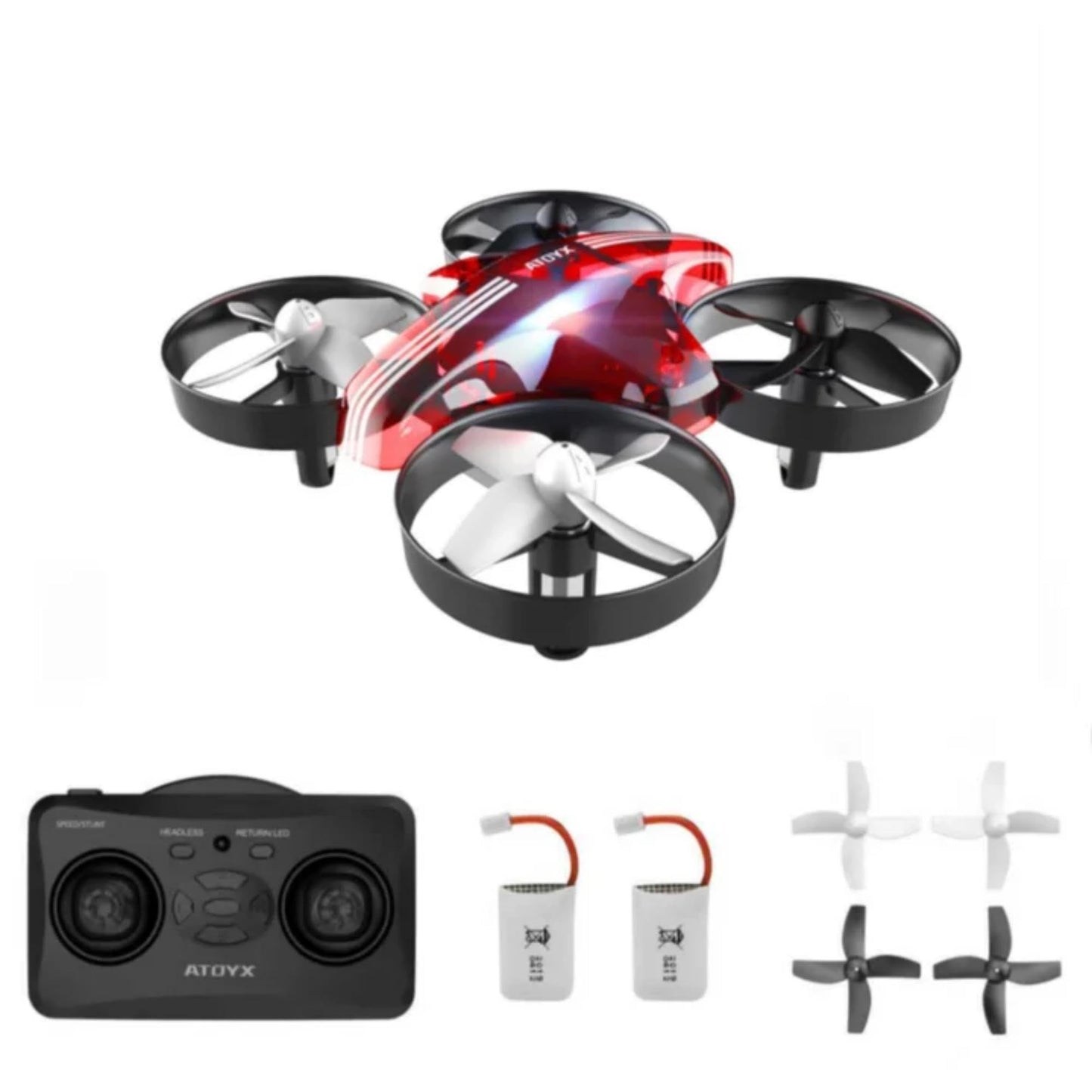 Mini Drone for Kids & Beginners, Indoor Portable Hand Operated/RC Nano Helicopter Quadcopter,Auto Hovering,3D Flips,Birthday＆ Children's Day Gift for Boys and Girls,Auto Hovering, Headless Mode & Remote Control, Red.4-blade design-ATOYX