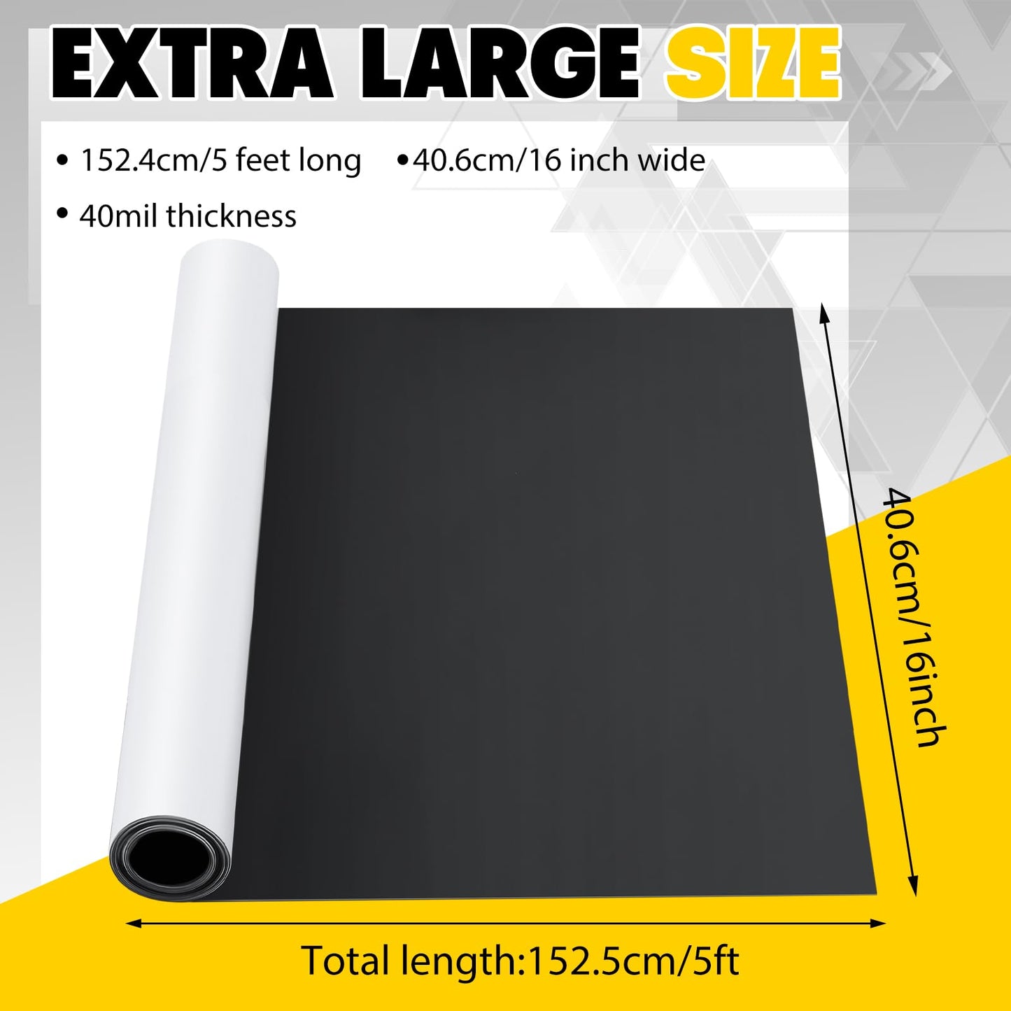 Relaxweex 16 Inch x 5 ft x 40mil Extra Large Adhesive Magnetic Sheet Roll Not Printable Adhesive Backing Cut and Customize Flexible Sheets Blank White Surface Magnetic Sign for Craft Photo Craft