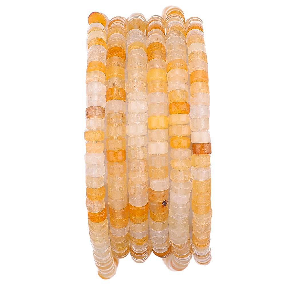 BEADIA Natural Yellow Jade Spacer Beads Caps Loose Semi Gemstone for Beading Jewelry Making 4mmx2mm 38cm