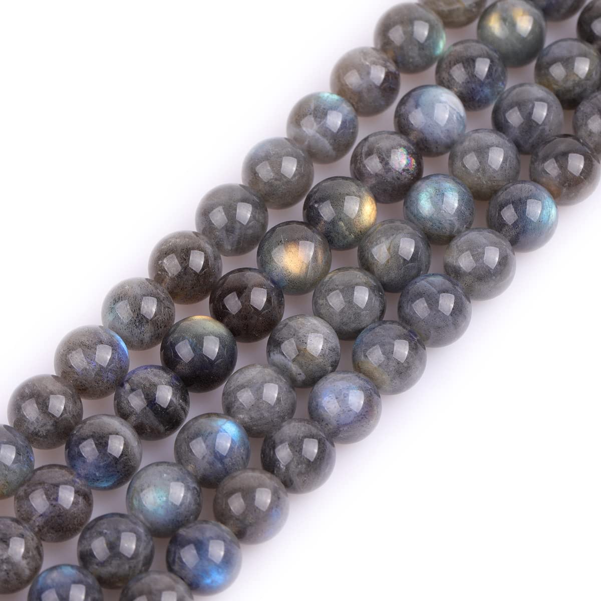 GEM-Inside Rainbow Flash Gray Labradorite Gemstone AAA Grade Natural 8mm Blue Crystal Energy Stone Power Beads for Jewelry Making 15"