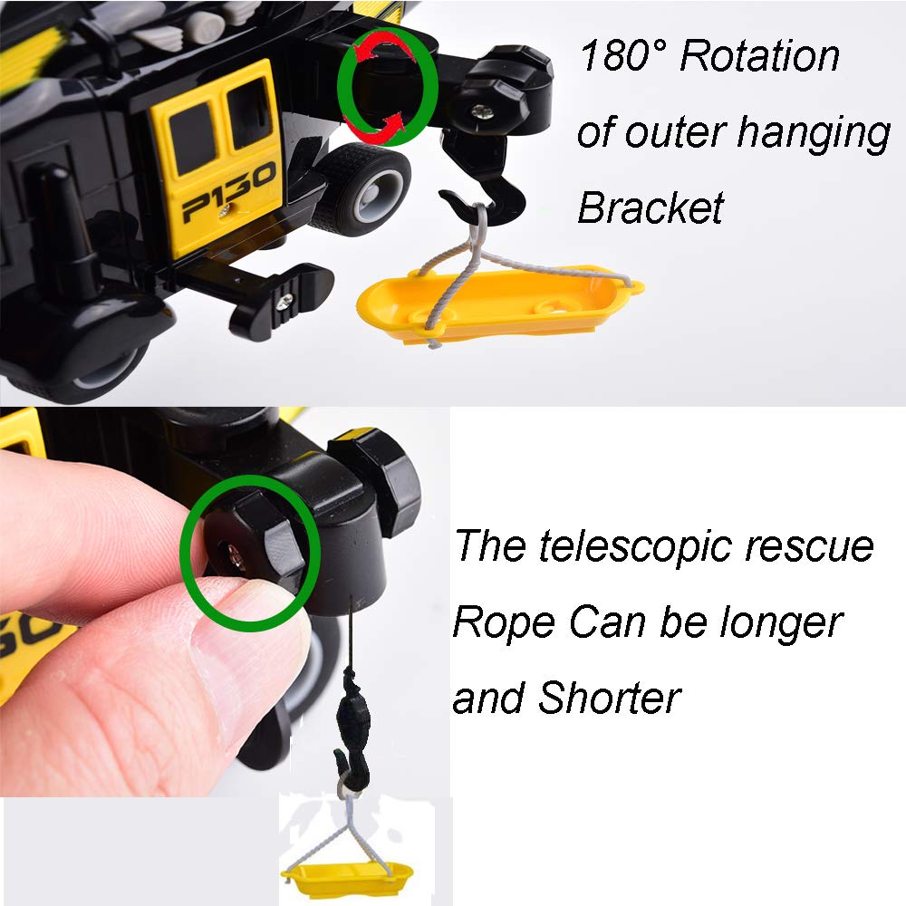 OMGTOY Military Helicopter, Airforce Airplane Toy with Hanging Basket Lights and Sounds for Kids(Black)