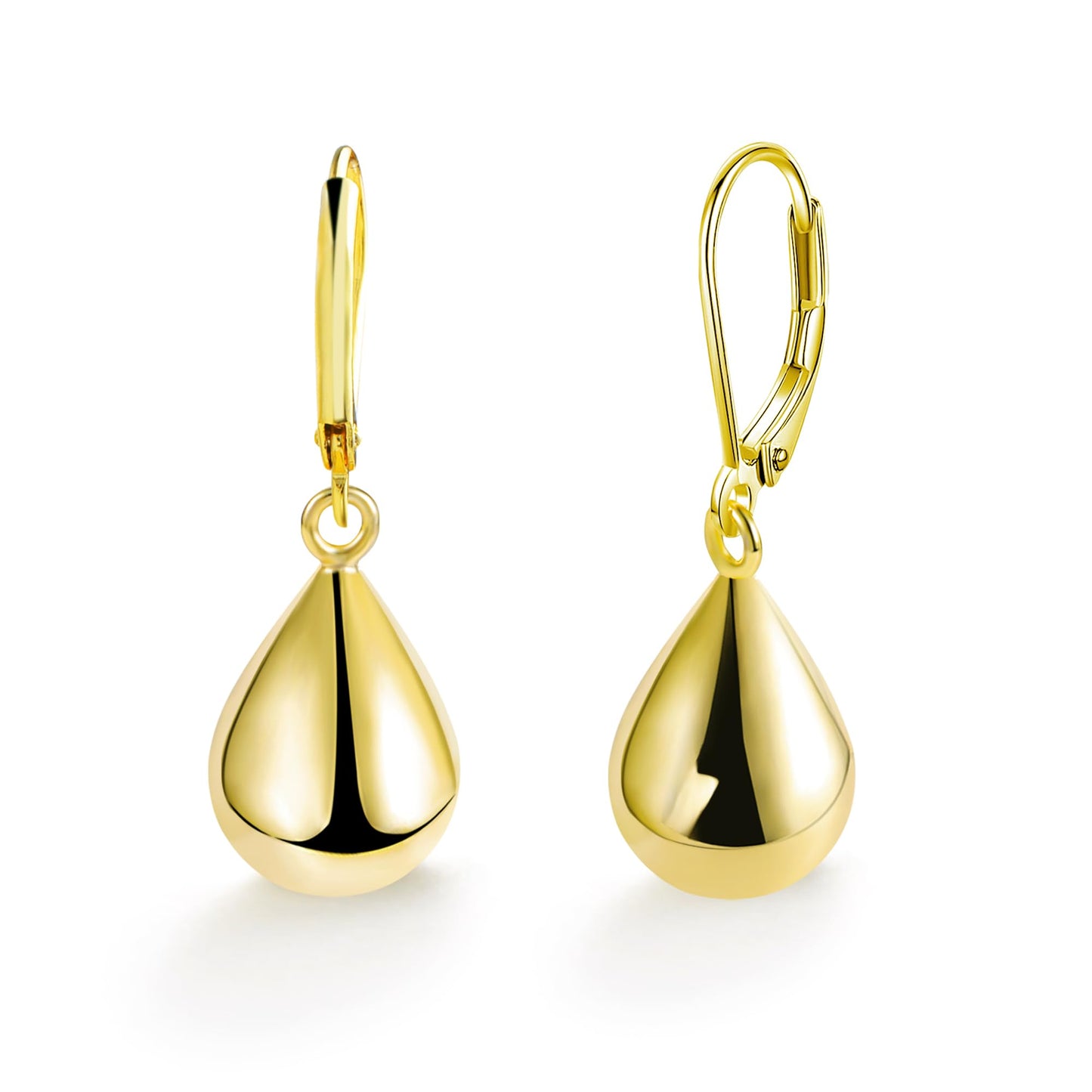 Teardrop Leverback Dangle Earrings for Women 14K Gold Tear Drop Waterdrop Dangle Earrings for Women Trendy Hypoallergenic Teardrop Leverback Earring