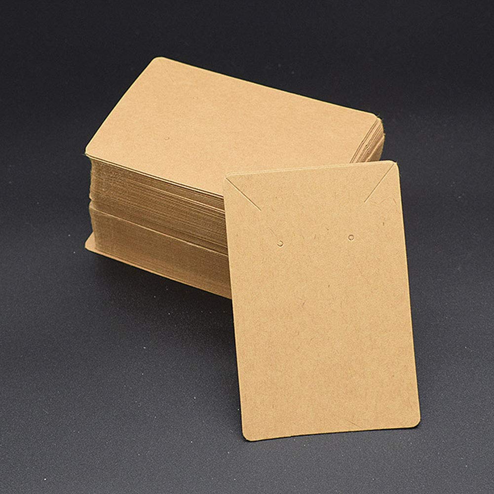150 Pcs Blank Jewelry Display Cards Kraft Paper Necklace Earring Card Holder for Ear Studs, Earrings, Necklaces, 3.5 x 2.4 Inch