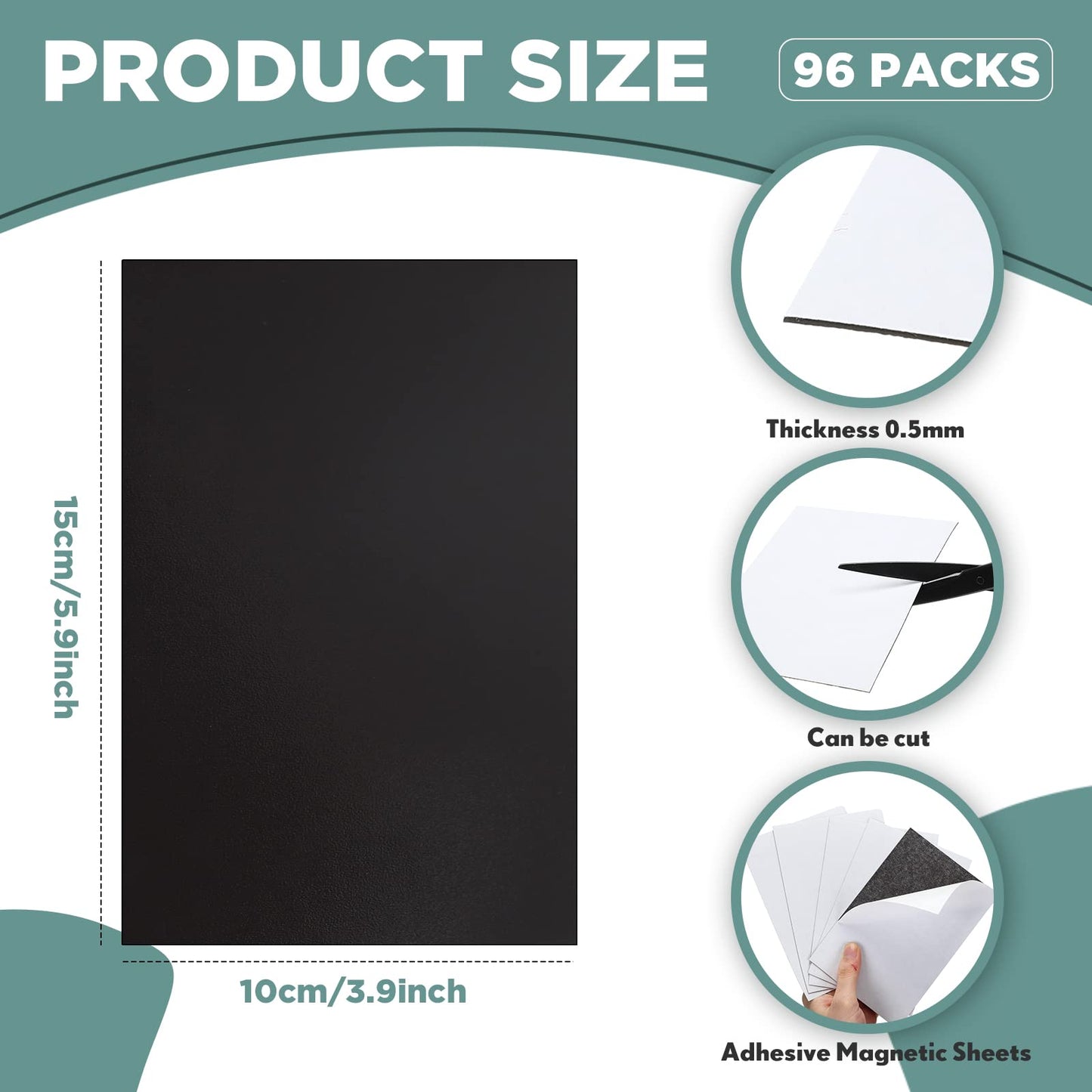 Macarrie 4 x 6 Adhesive Magnetic Sheets with Adhesive Backing Cuttable Magnetic Paper Stickers Flexible Peel and Stick for Picture Crafts Die Storage Photos(96 Pcs)