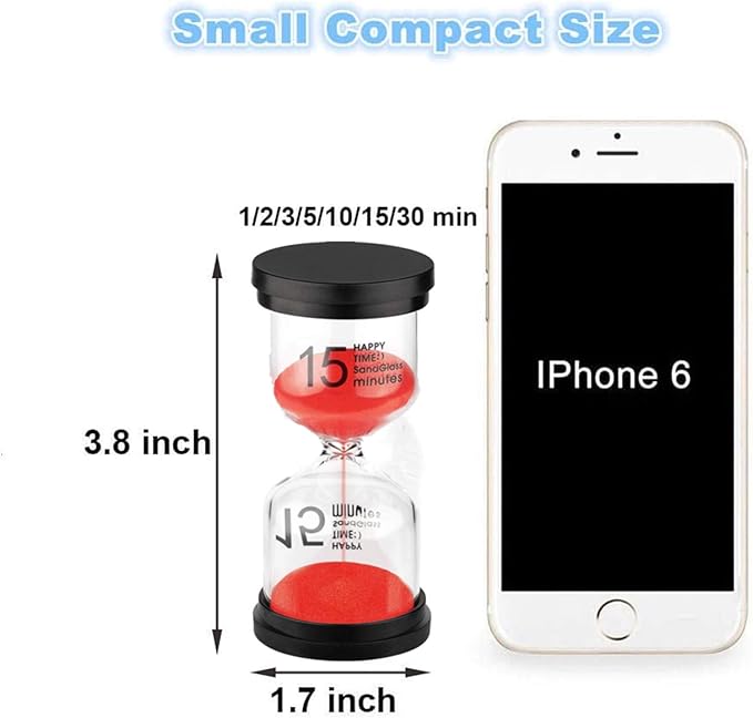 SuLiao Hourglass 5 Minute Sand Timer: Red Sand Clock, Plastic Sand Watch Five Min, Small Reloj De Arena 5 Minutos, Colorful Hour Glass Sandglass for Childs, Games, Classroom, Kitchen, Decoration