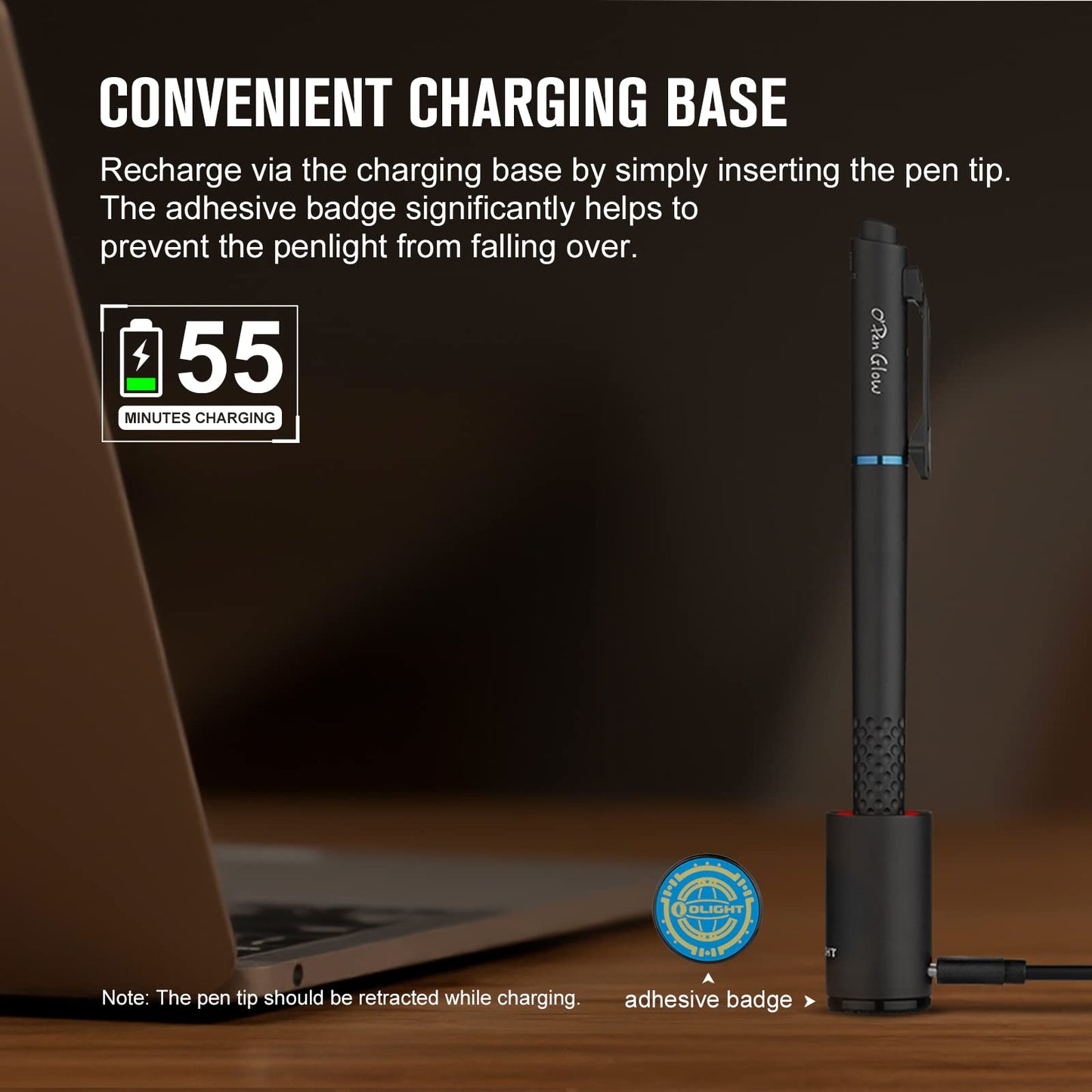 OLIGHT O'Pen Glow EDC Pen Light, 120 Lumens Rechargeable Pen Flashlight with Green Beam, Portable Writing Pen for Presentation, Office, Inspection, Outdoor Use, Professional Gift(Black)