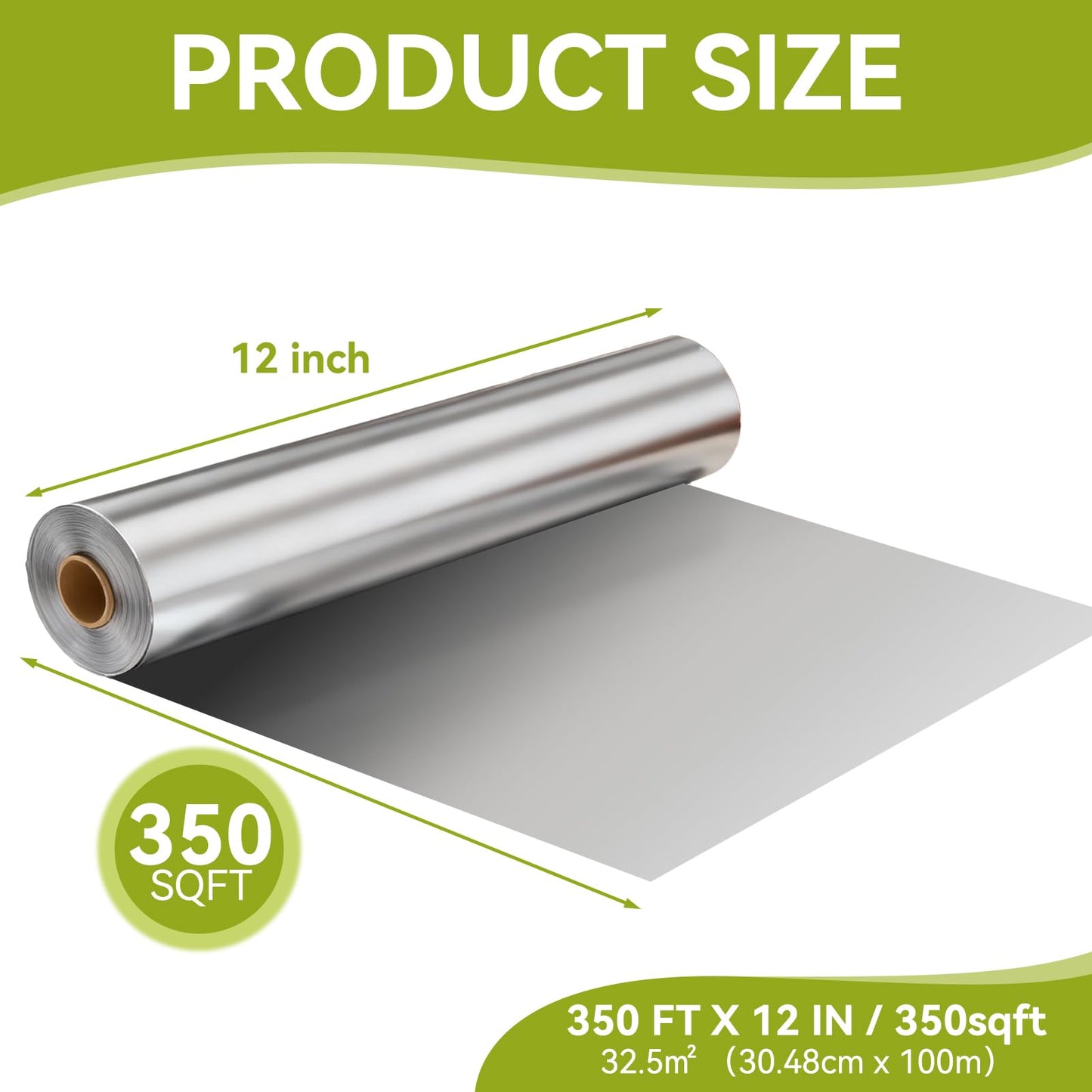 Aluminum Foil Roll, 12in x 350ft Aluminum Foil, Thick Strong Tin Foil with Cutter, Food Safe Cling Wrap for Cooking, Baking, Roasting, Grilling, Freezer Storage