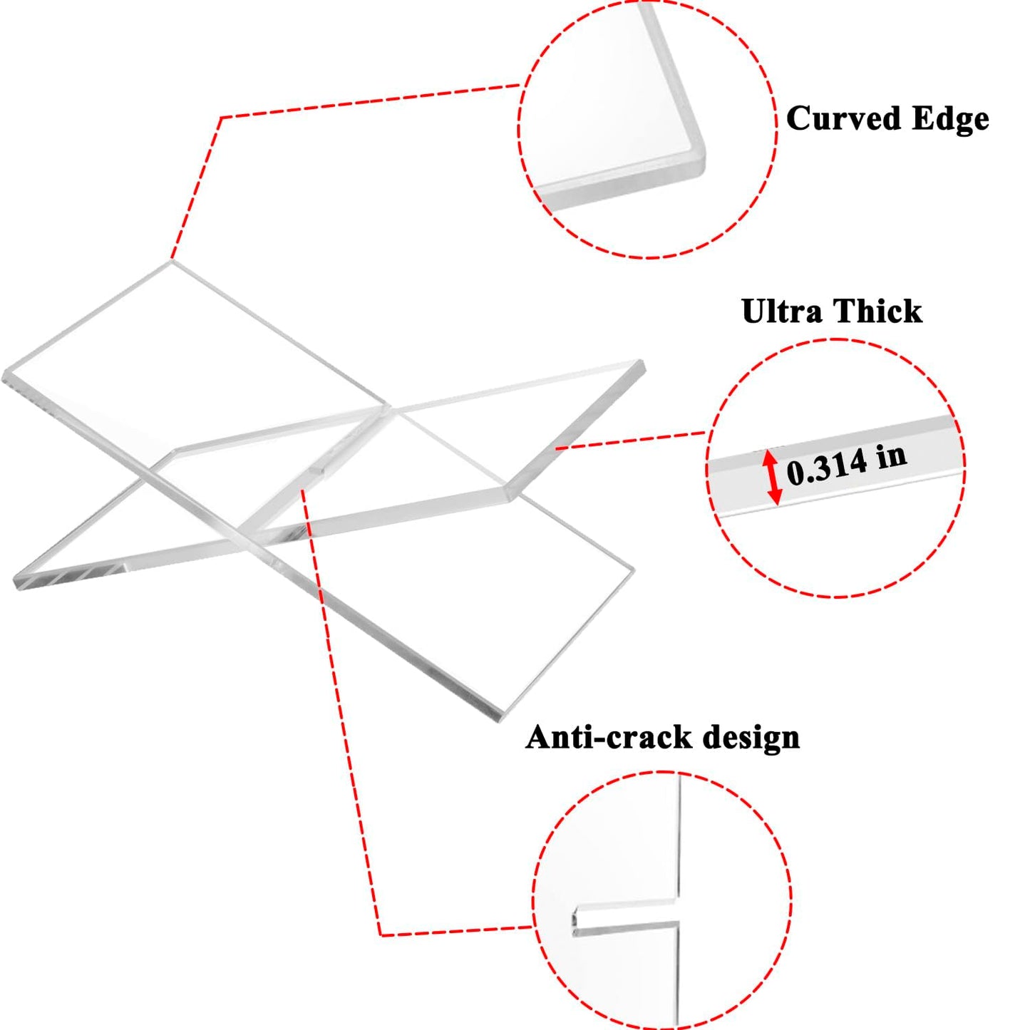 Large Clear Acrylic Book Stands for Display, Amlits, Best Reading Bookstand Display Open Holder for Cook Books Magazines, Newspaper, Textbooks (Clear)