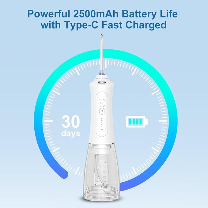Cordless Water Dental Flosser for Teeth – Portable Rechargeable Oral Irrigator 300ML with 5 Jet Tips, IPX7 Waterproof, Travel Case, Gum Care, Home & Travel Use